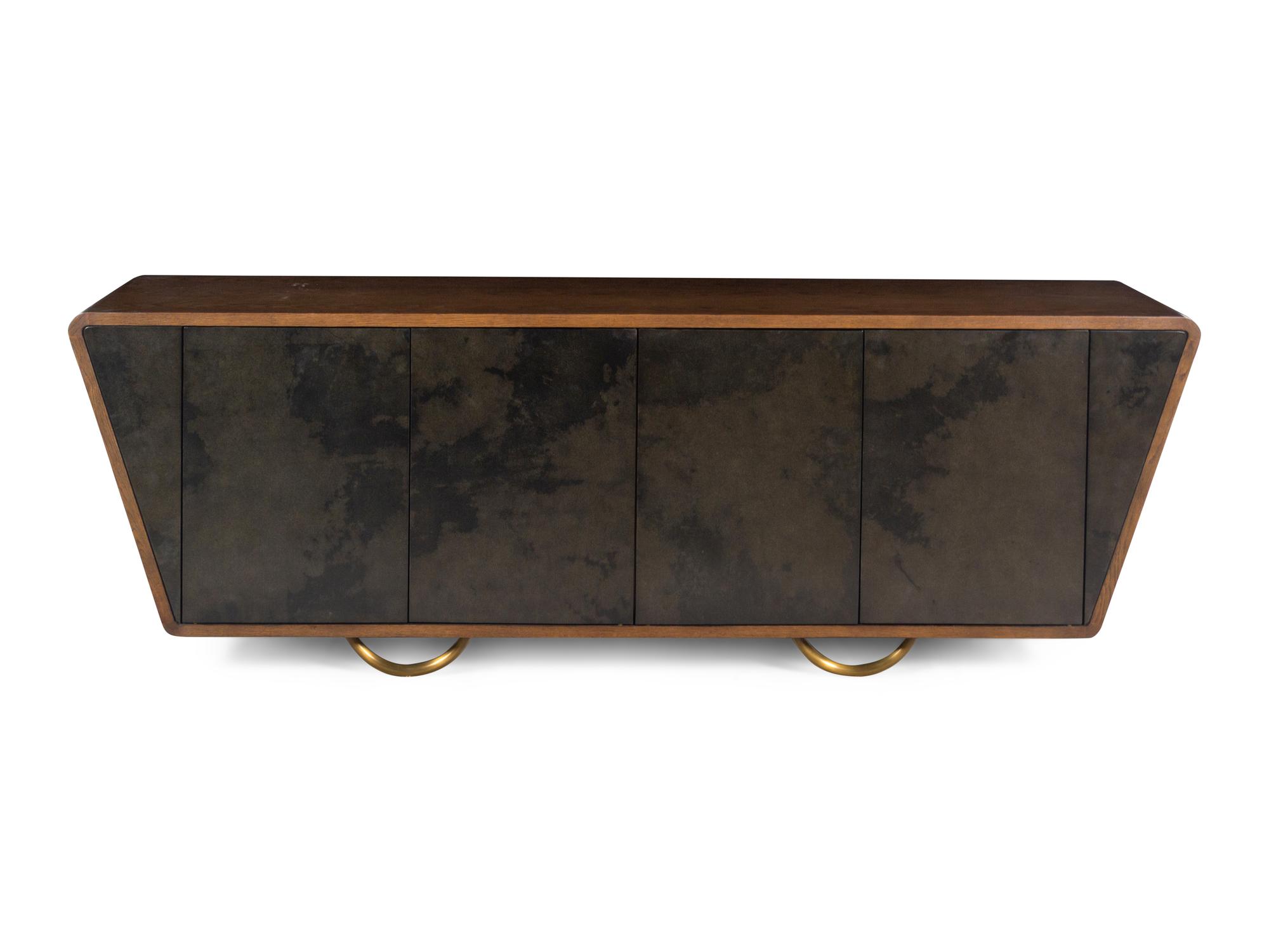 A Julian Chichester Oak and Parchment Danish Cabinet
