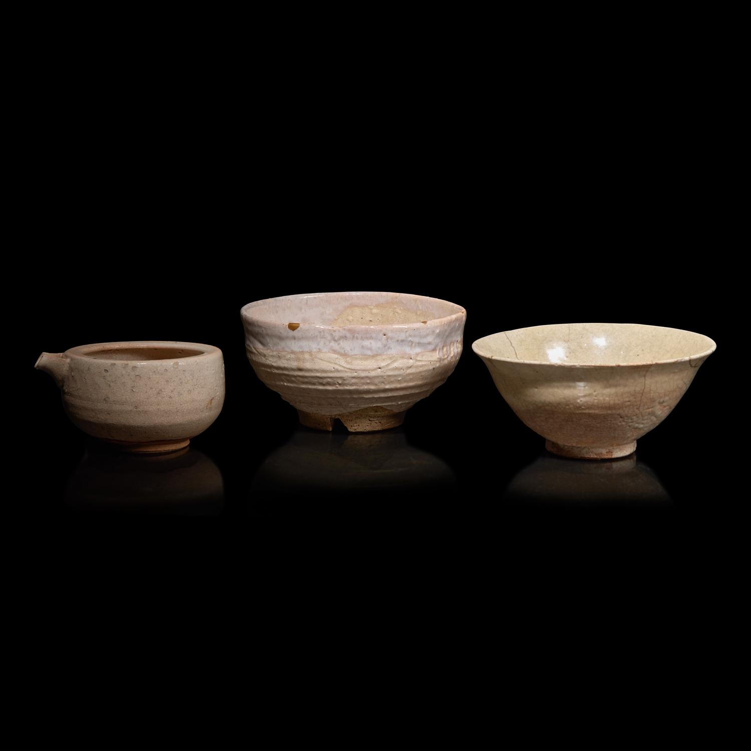 Two Japanese Ceramic Bowls and a Pouring Vessel, 19th Century and Earlier