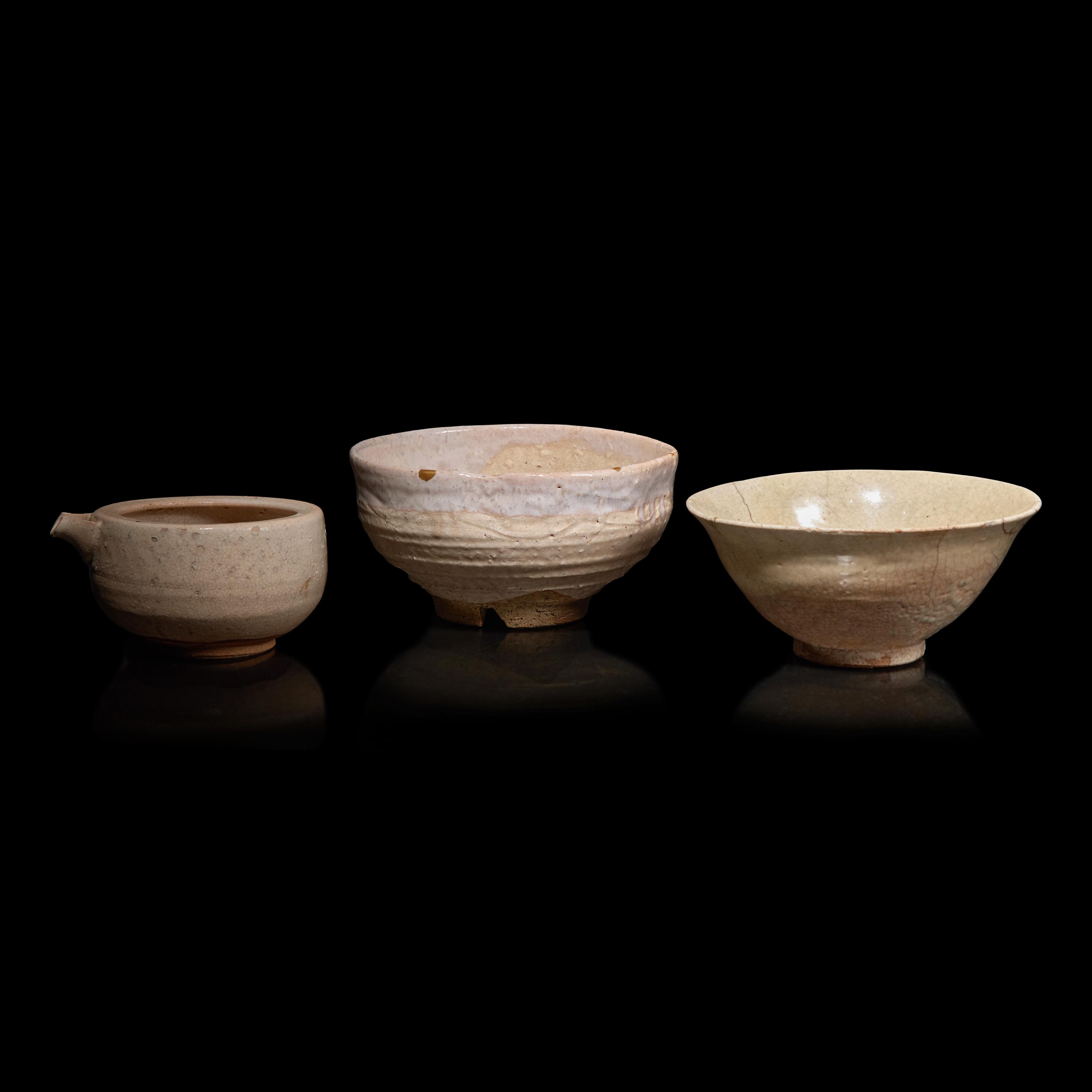 Two Japanese Ceramic Bowls and a Pouring Vessel, 19th Century and Earlier