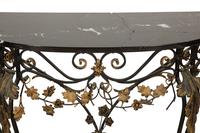 A Parcel Gilt Wrought Iron Marble-Top Console Table