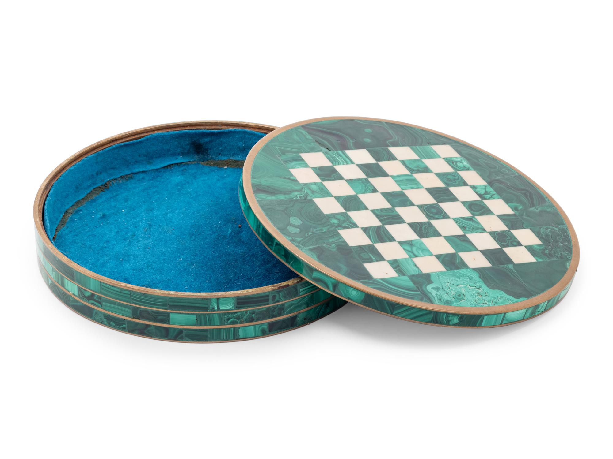A Malachite Mounted Bronze Game Box