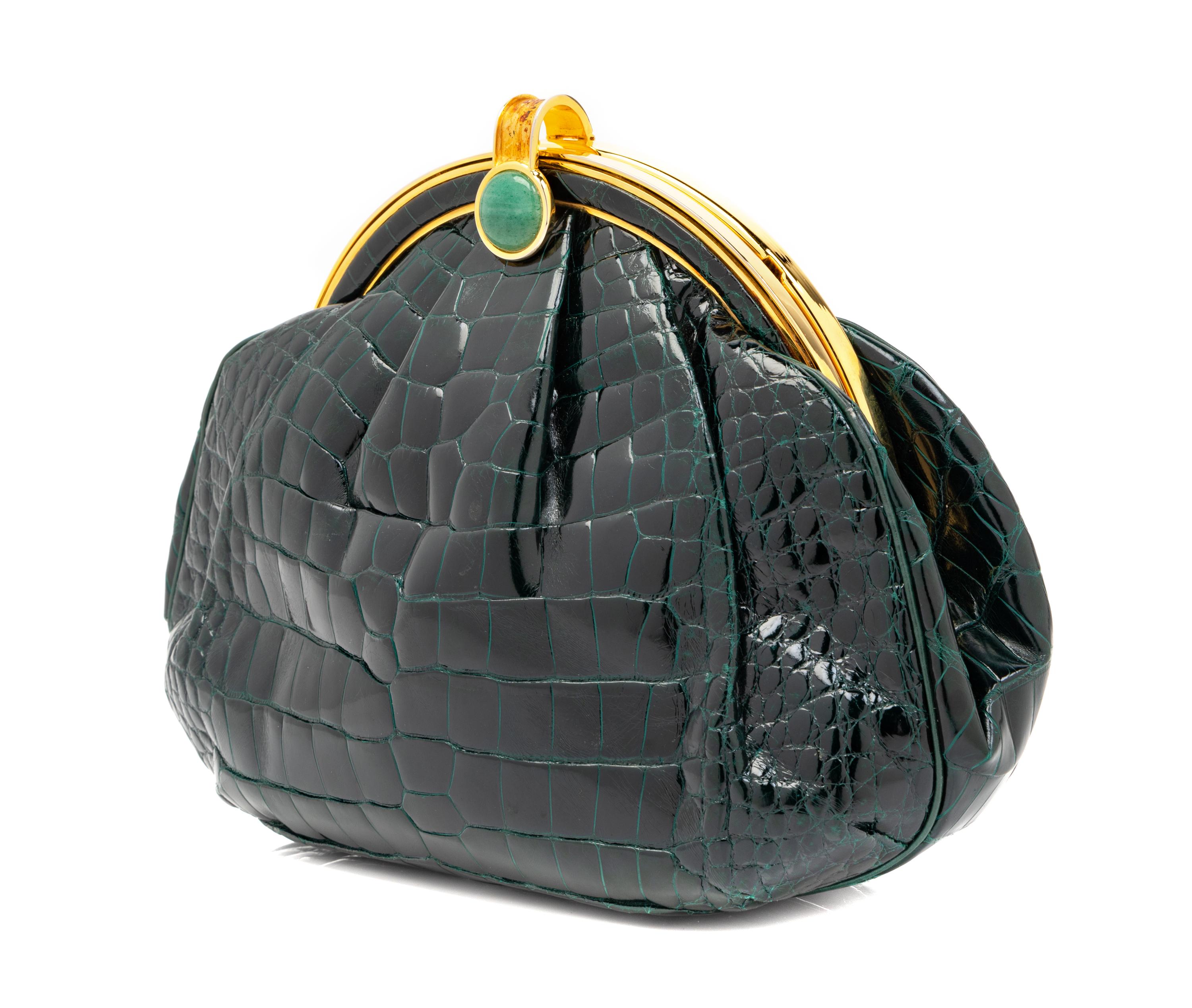 Judith Leiber Green Crocodile Purse,