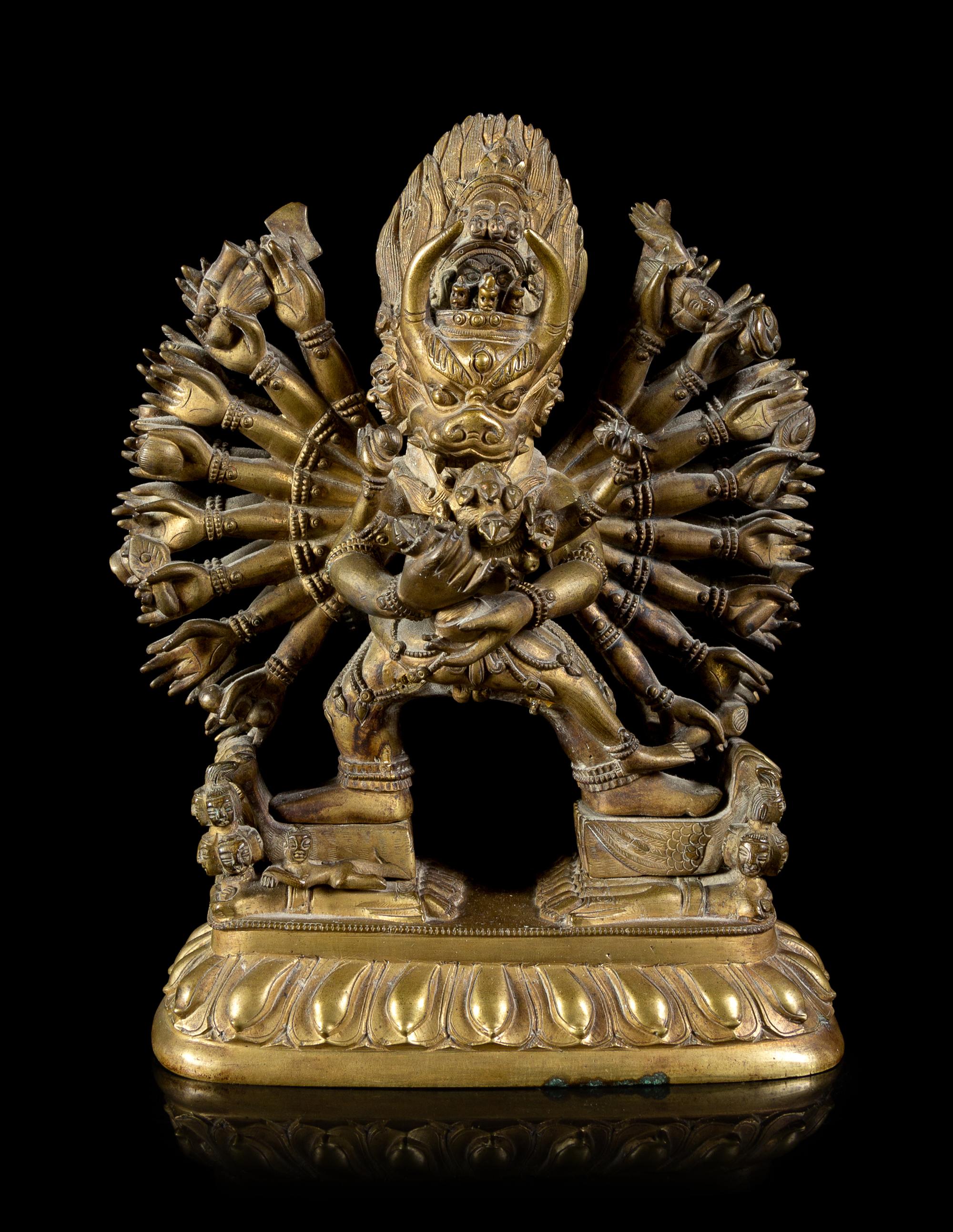 A Sino-Tibetan Bronze Figure of Yamantaka and Vajravetali