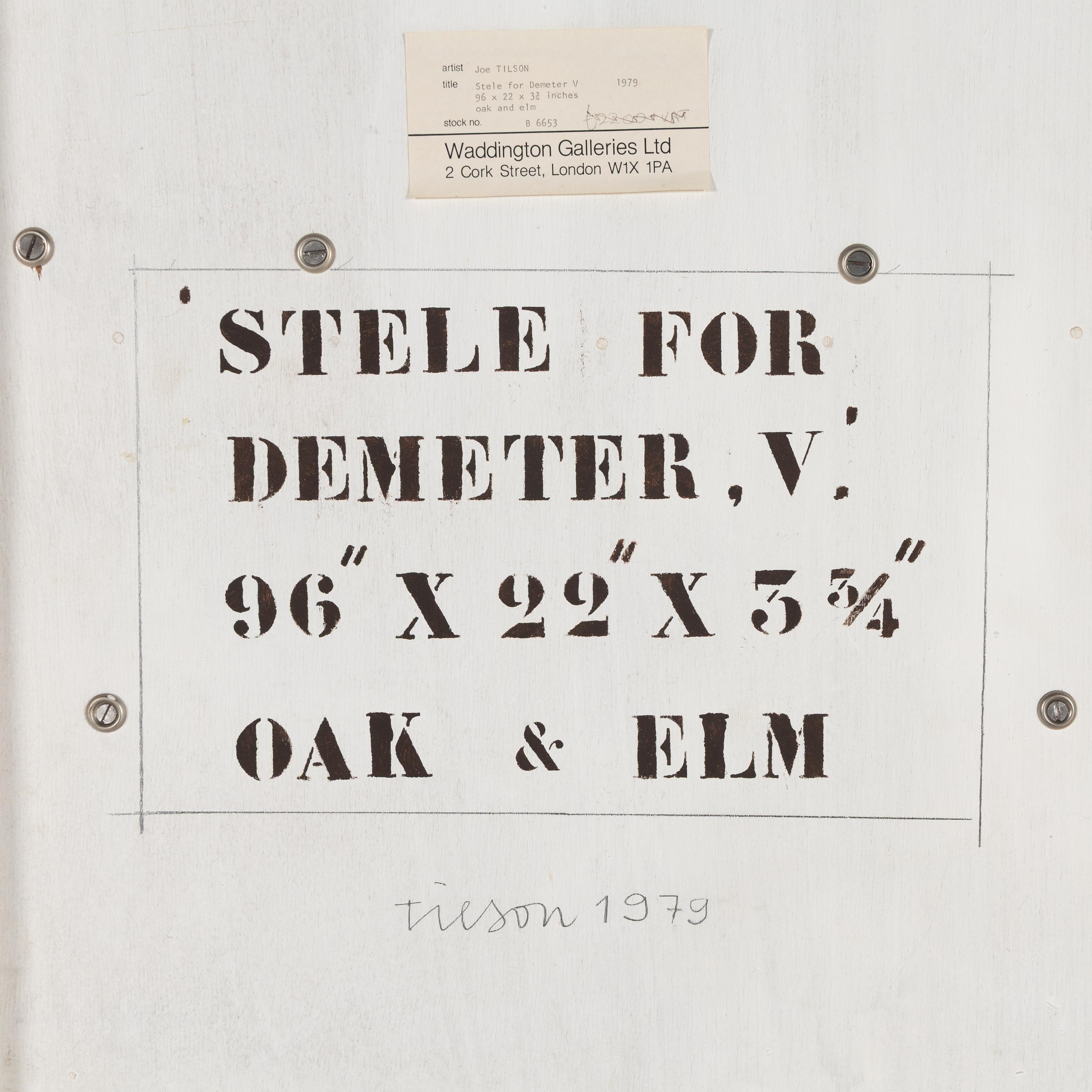 Joe Tilson (British, 1928-2023) — Stele for Demeter, V , 1979