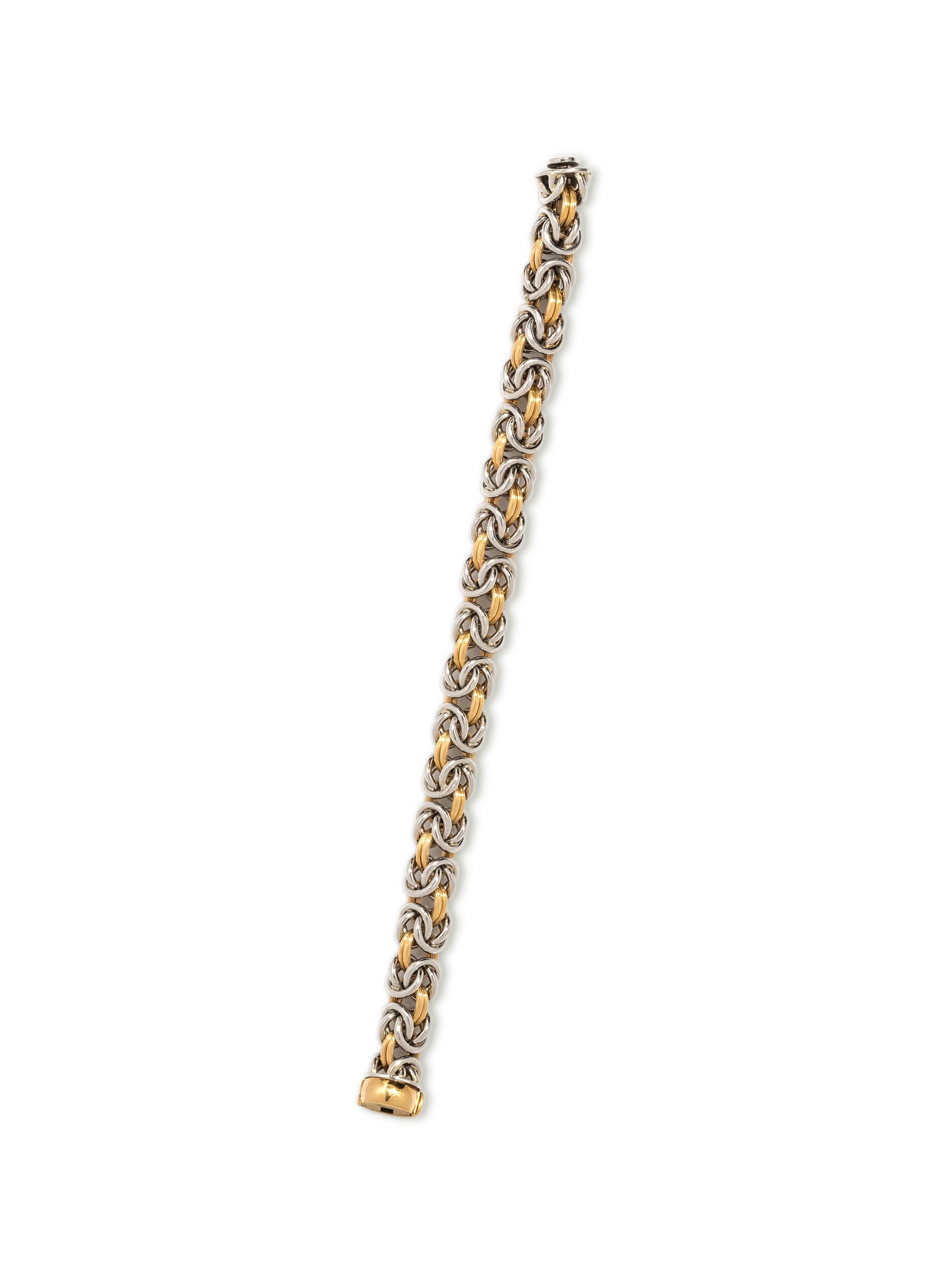 PLATINUM AND YELLOW GOLD FANCY LINK BRACELET
