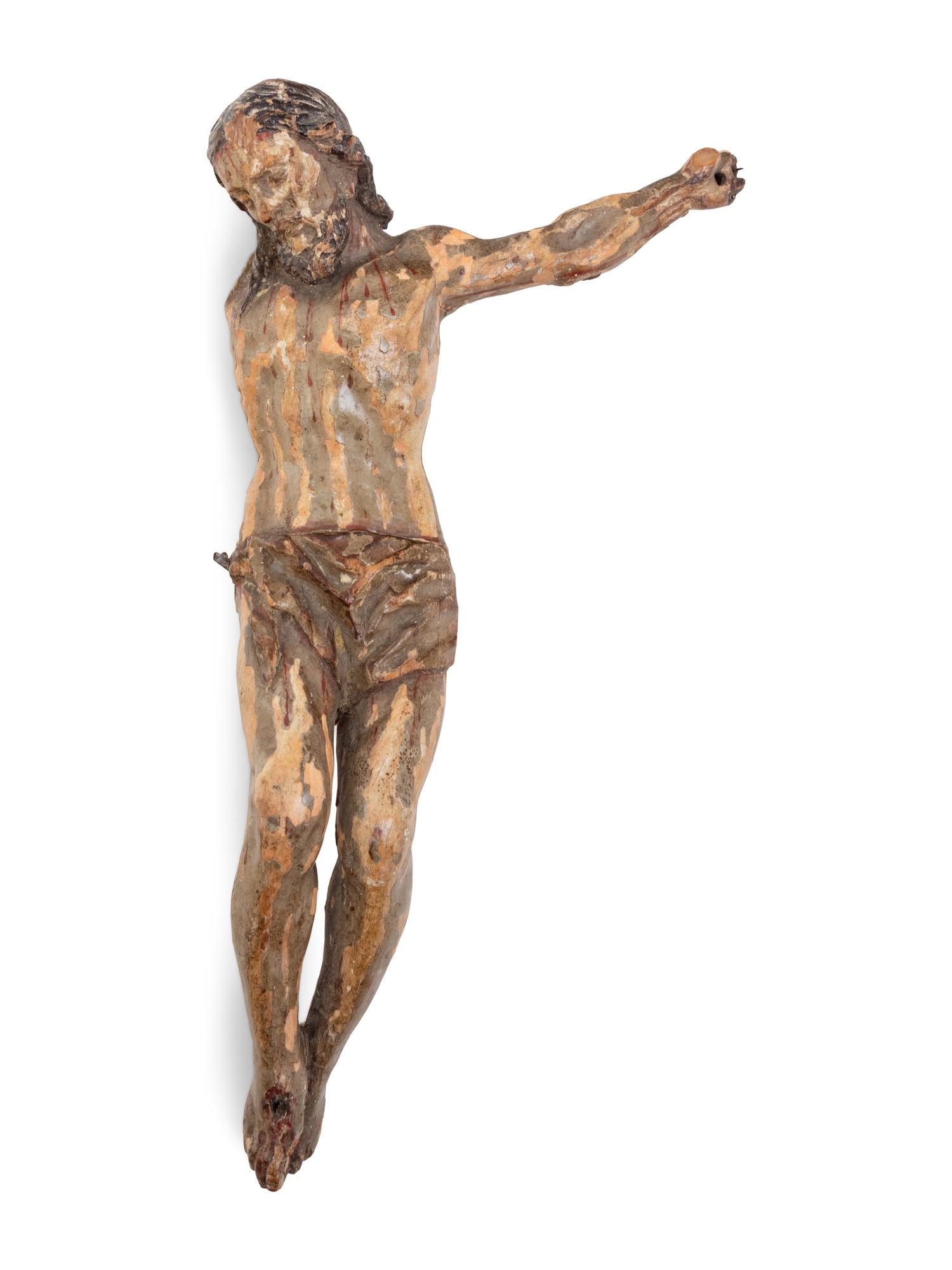 A Continental Carved and Painted Corpus Christi