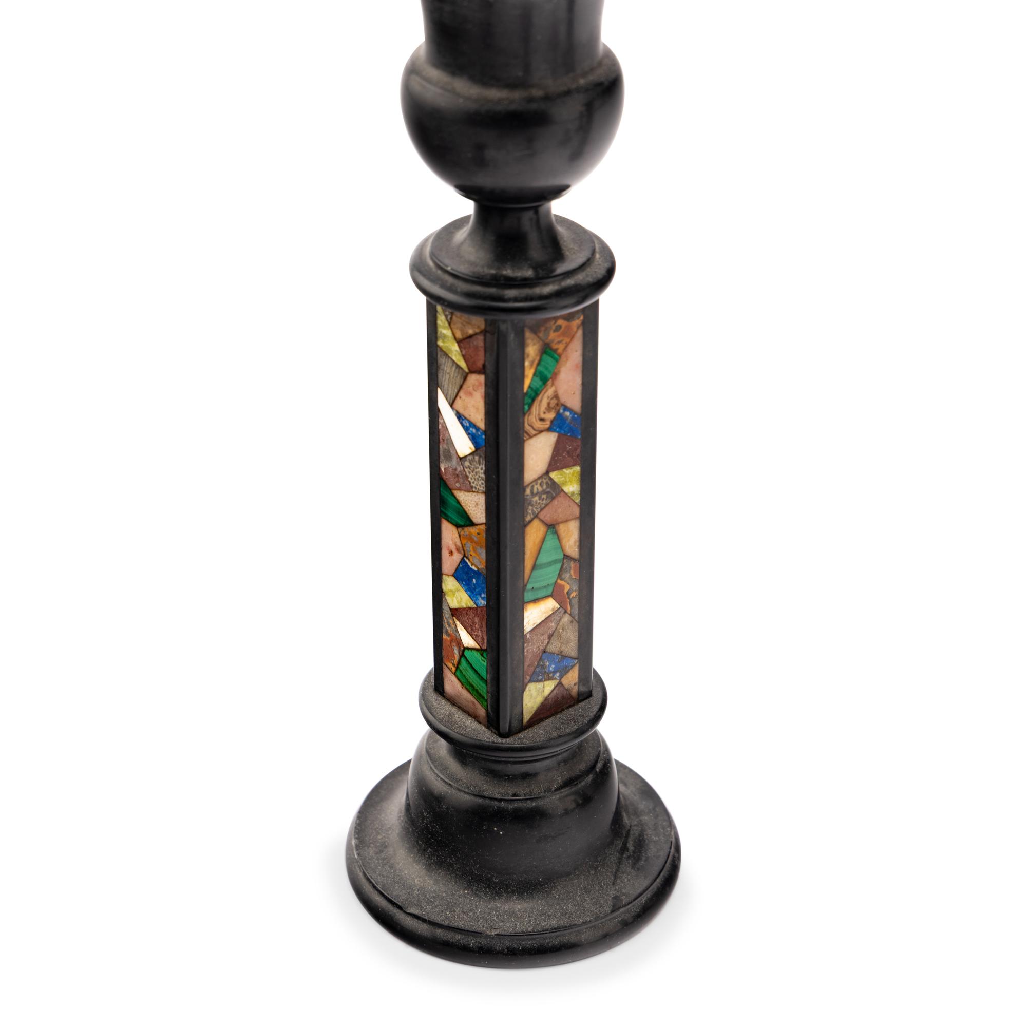 Seven Specimen Marble Candlesticks