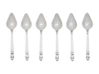 A Set of Six Georg Jensen Acorn Silver Grapefruit Spoons