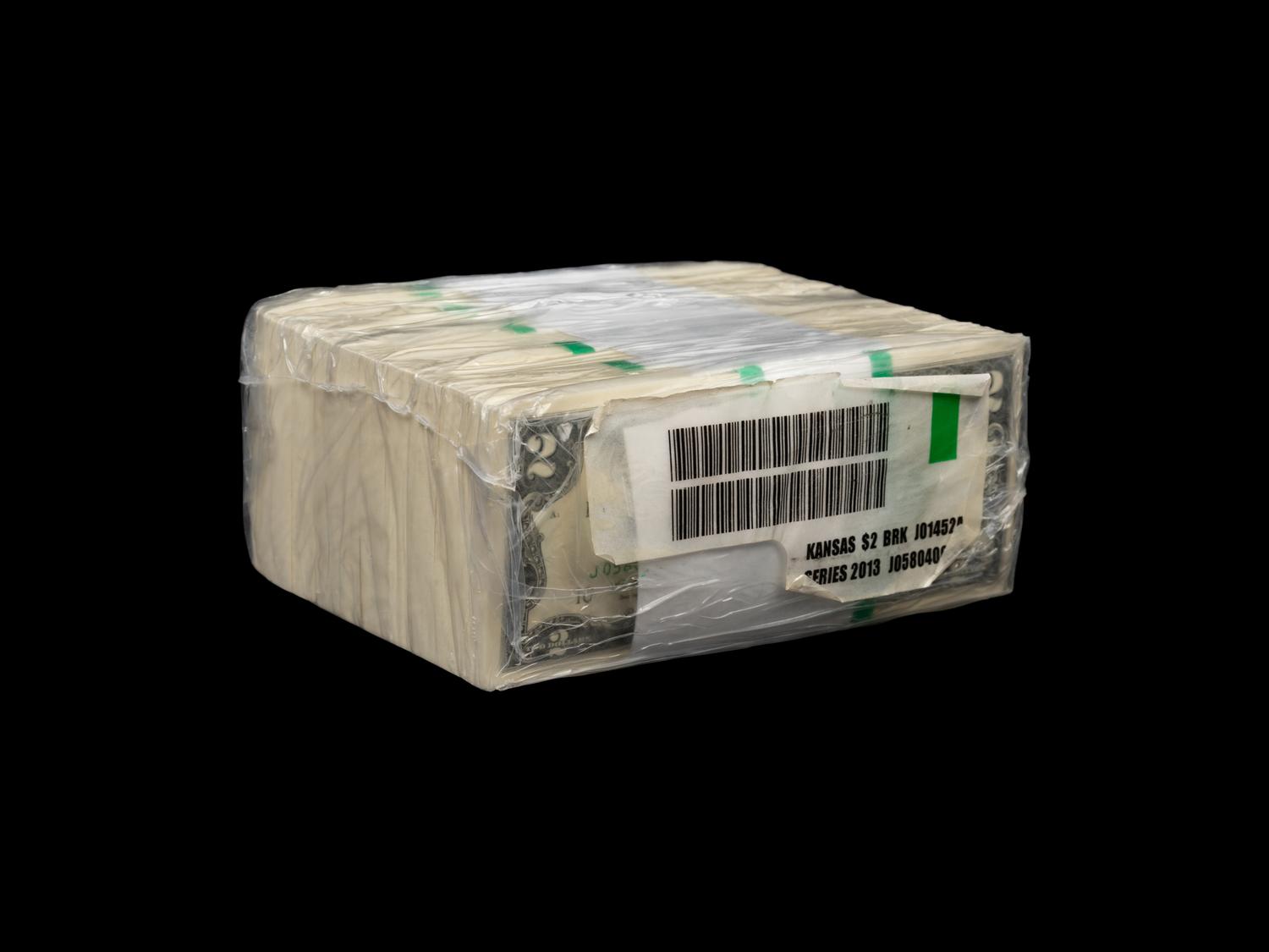 A B.E.P Sealed Series 2013-J 'Brick' of One-Thousand $2 Federal Reserve Notes