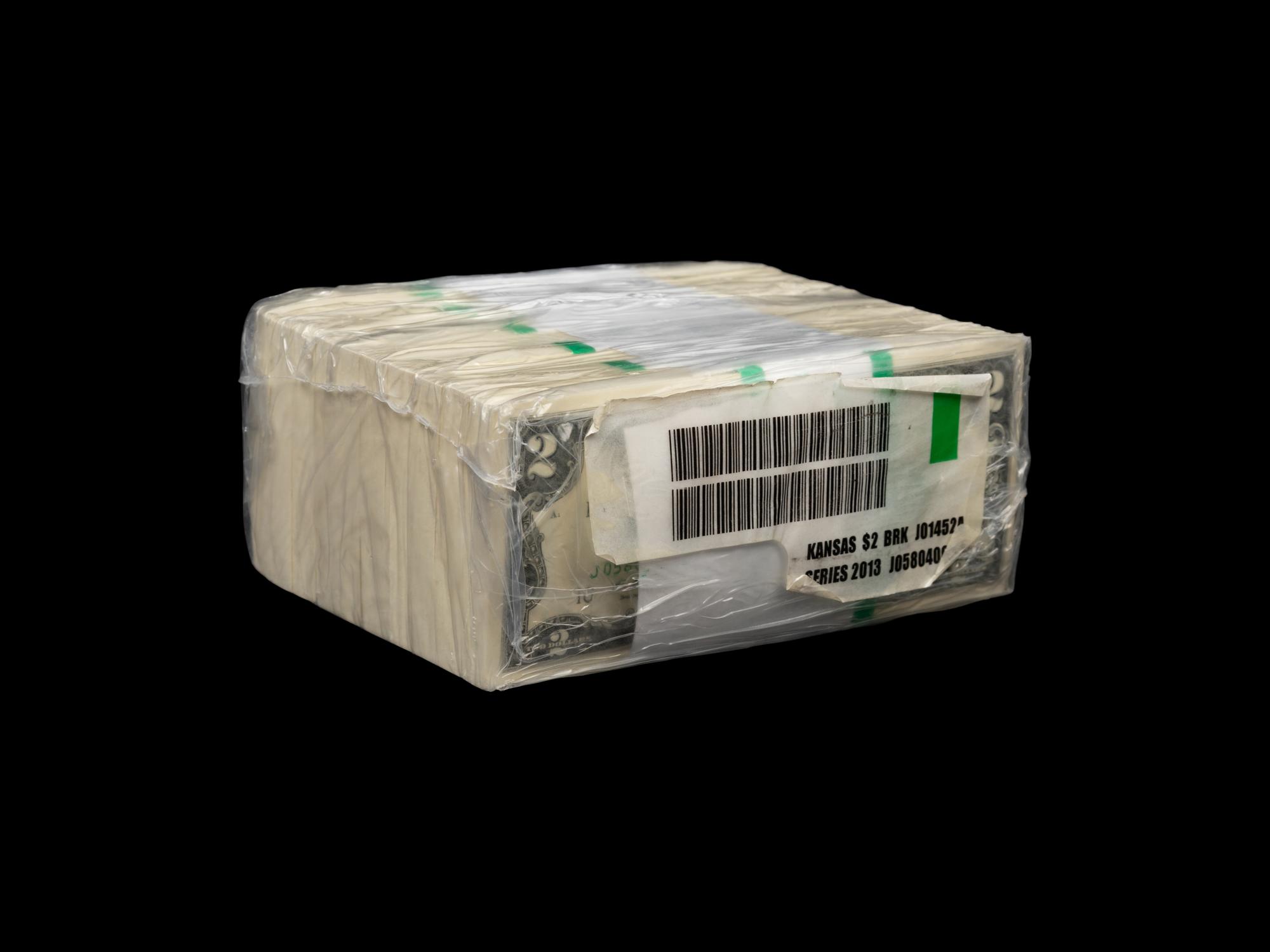 A B.E.P Sealed Series 2013-J 'Brick' of One-Thousand $2 Federal Reserve Notes