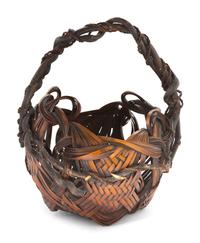 A Large Japanese Bamboo Ikebana Flower Arranging Basket