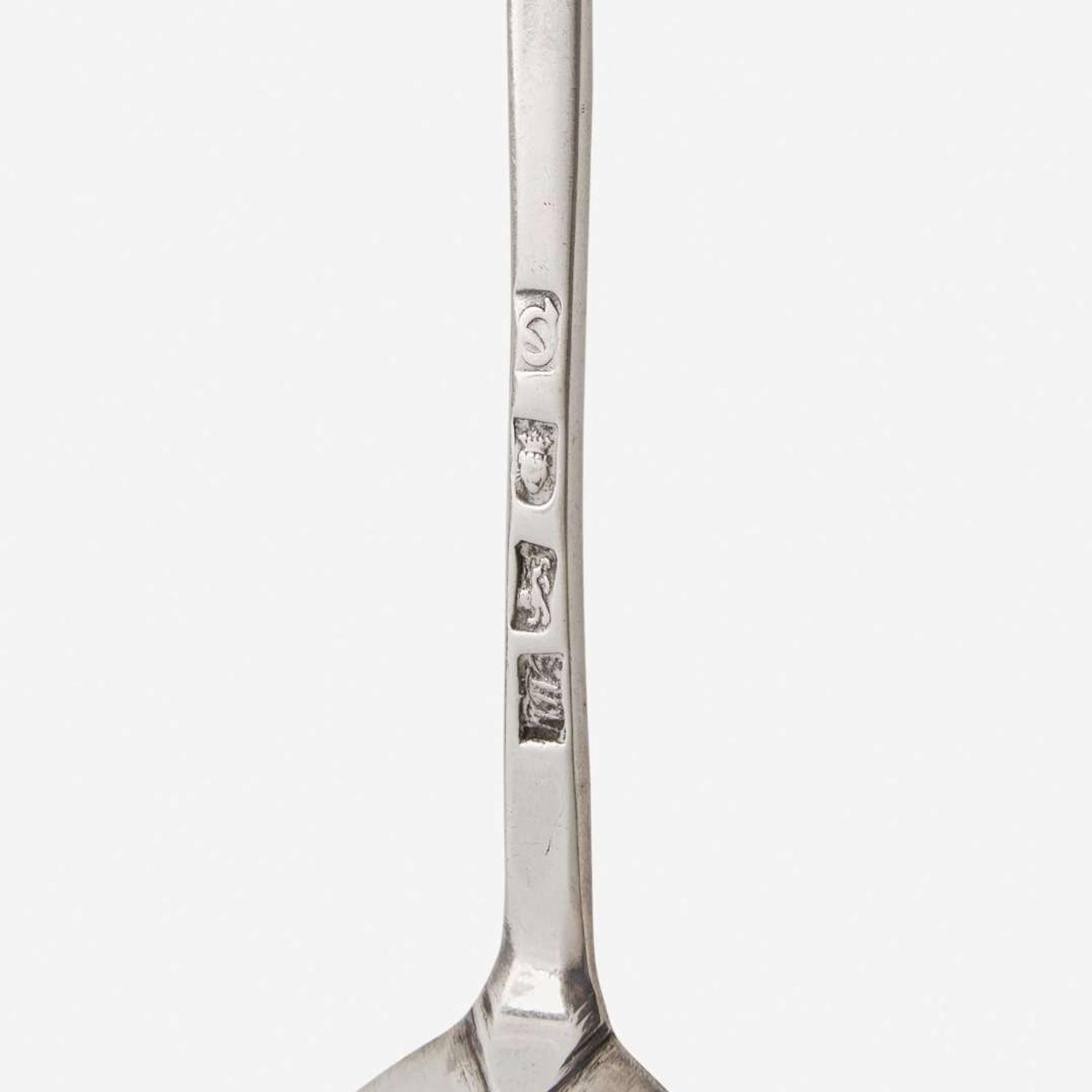 A George III sterling silver apostle spoon Partially rubbed maker's mark, "HW" (?), London, 1771