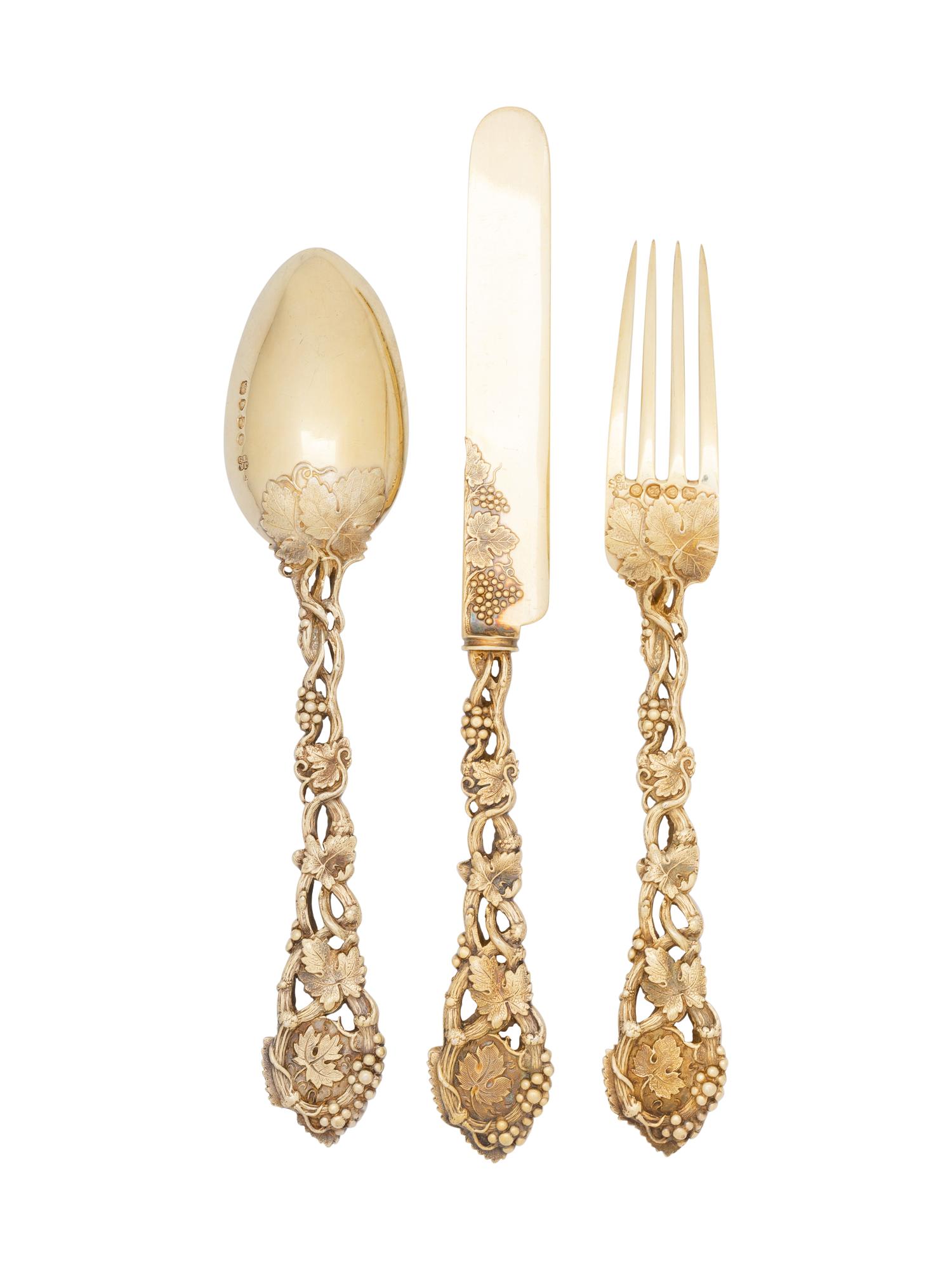 An English Silver-Gilt Dessert Service
