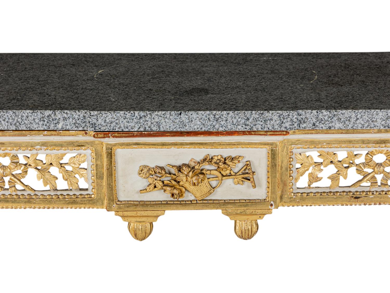 A Pair of North European Neoclassical Gilt and Cream-Painted Console Tables