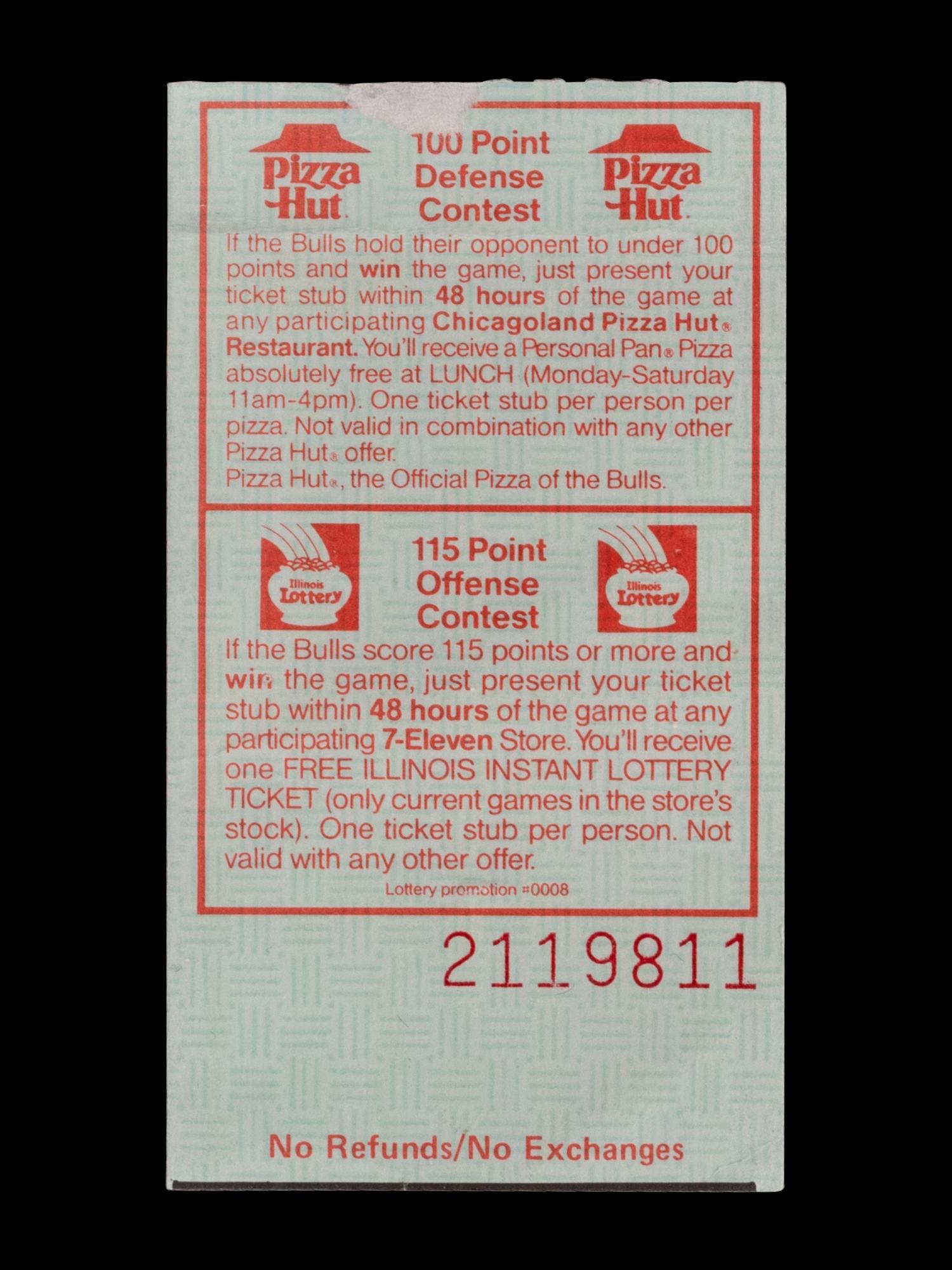A 1991 Chicago Bulls vs. Los Angeles Lakers NBA Finals Game 2 Ticket Stub ("A Spectacular Move By Michael Jordan" Game)