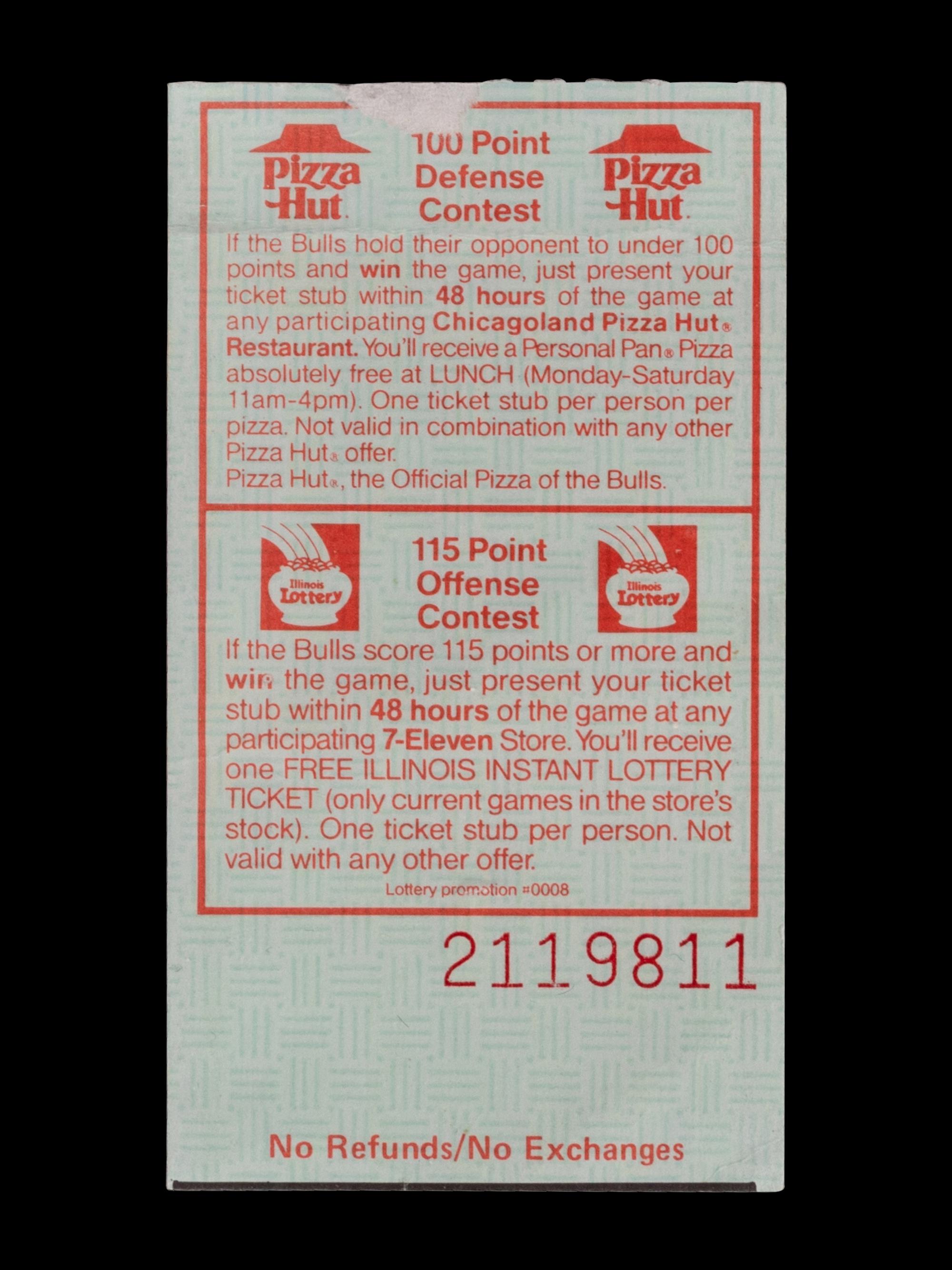 A 1991 Chicago Bulls vs. Los Angeles Lakers NBA Finals Game 2 Ticket Stub ("A Spectacular Move By Michael Jordan" Game)