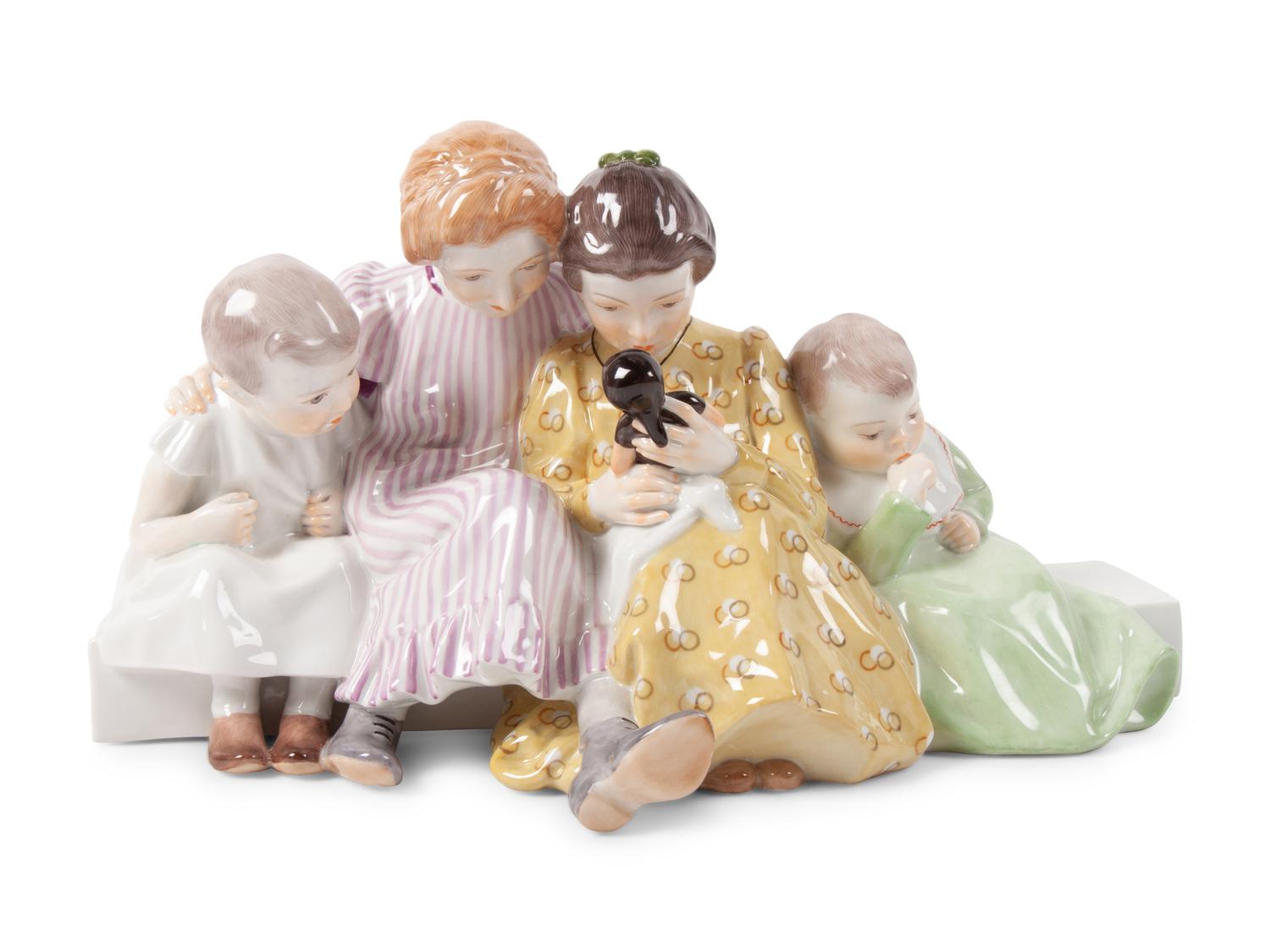 A Meissen Porcelain Figural Group of Four Children, by Konrad Hentschel