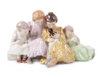 A Meissen Porcelain Figural Group of Four Children, by Konrad Hentschel