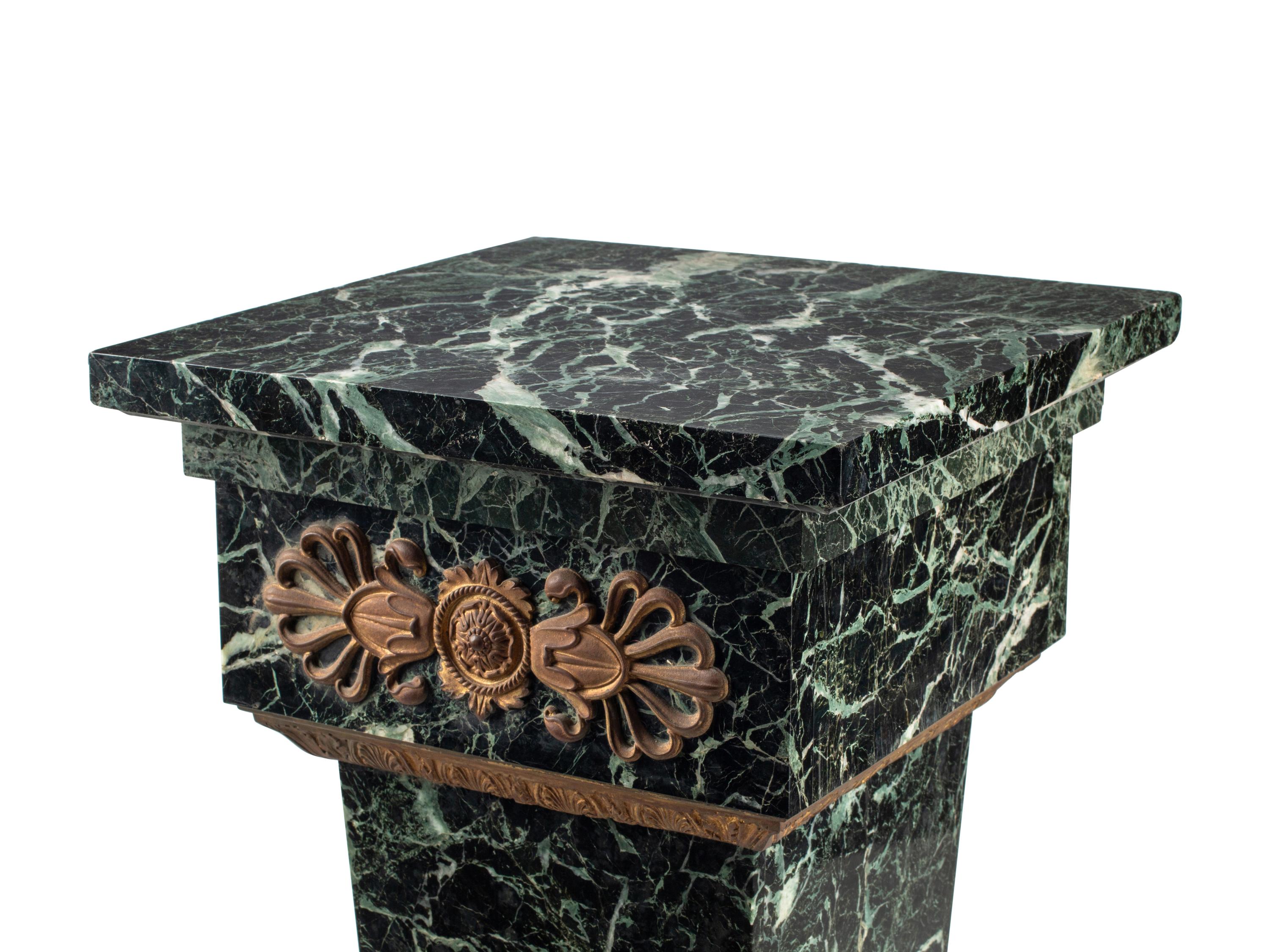 A Continental Bronze Mounted Marble Pedestal