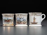 Three Sporting Porcelain Shaving Mugs