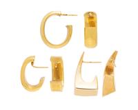 COLLECTION OF YELLOW GOLD HALF HOOP EARRINGS