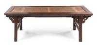 A Chinese Carved Jichimu Hall Bench Height 19 x width 55 1/2 x depth 28 1/2 inches. — EARLY 20TH CENTURY
