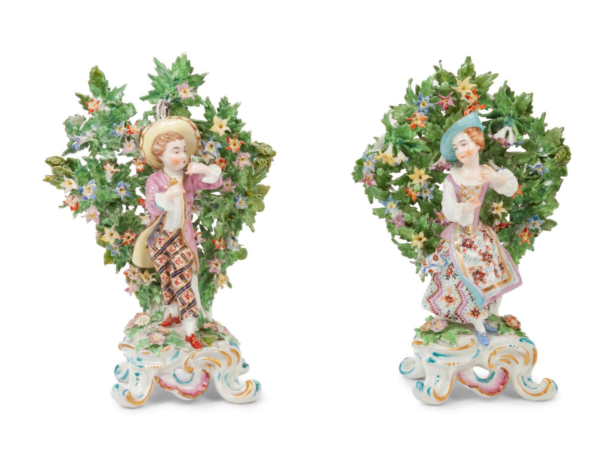 A Pair of Bow Porcelain Bocage Figurines