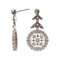 DIAMOND AND PLATINUM-TOPPED GOLD EARRINGS