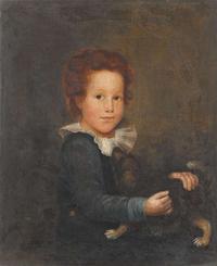 American School late 18th/early 19th century portrait of a young boy and dog, possibly manuel lisa (1772-1820)