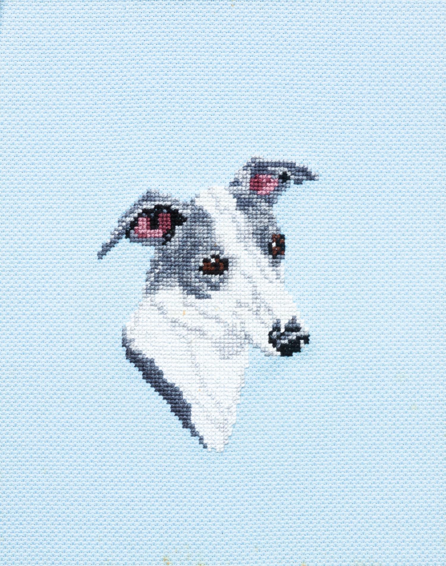 An Italian Greyhound Cross-Stitch 10 x 8 inches.