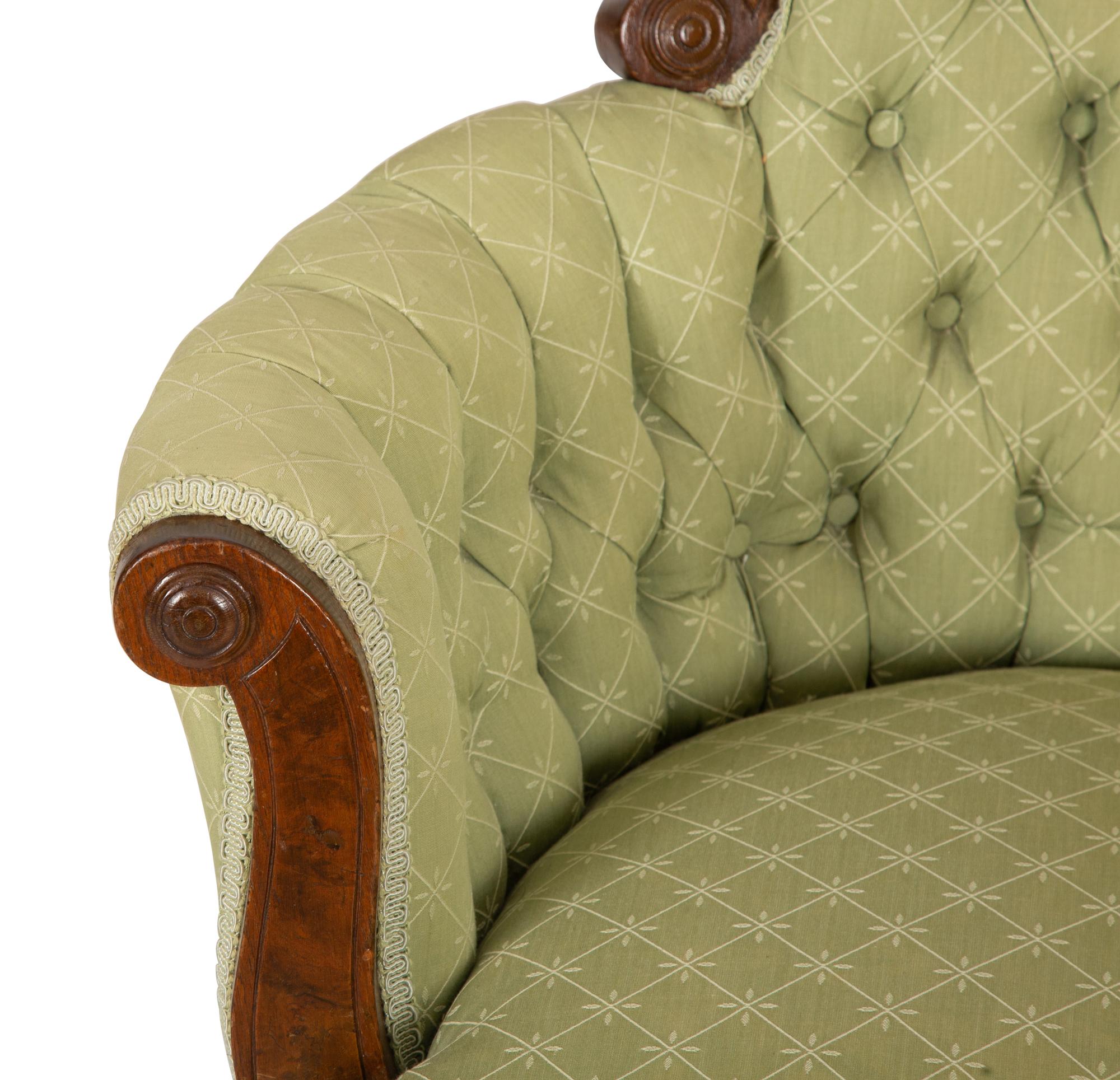 Two American Carved Mahogany Upholstered Chairs