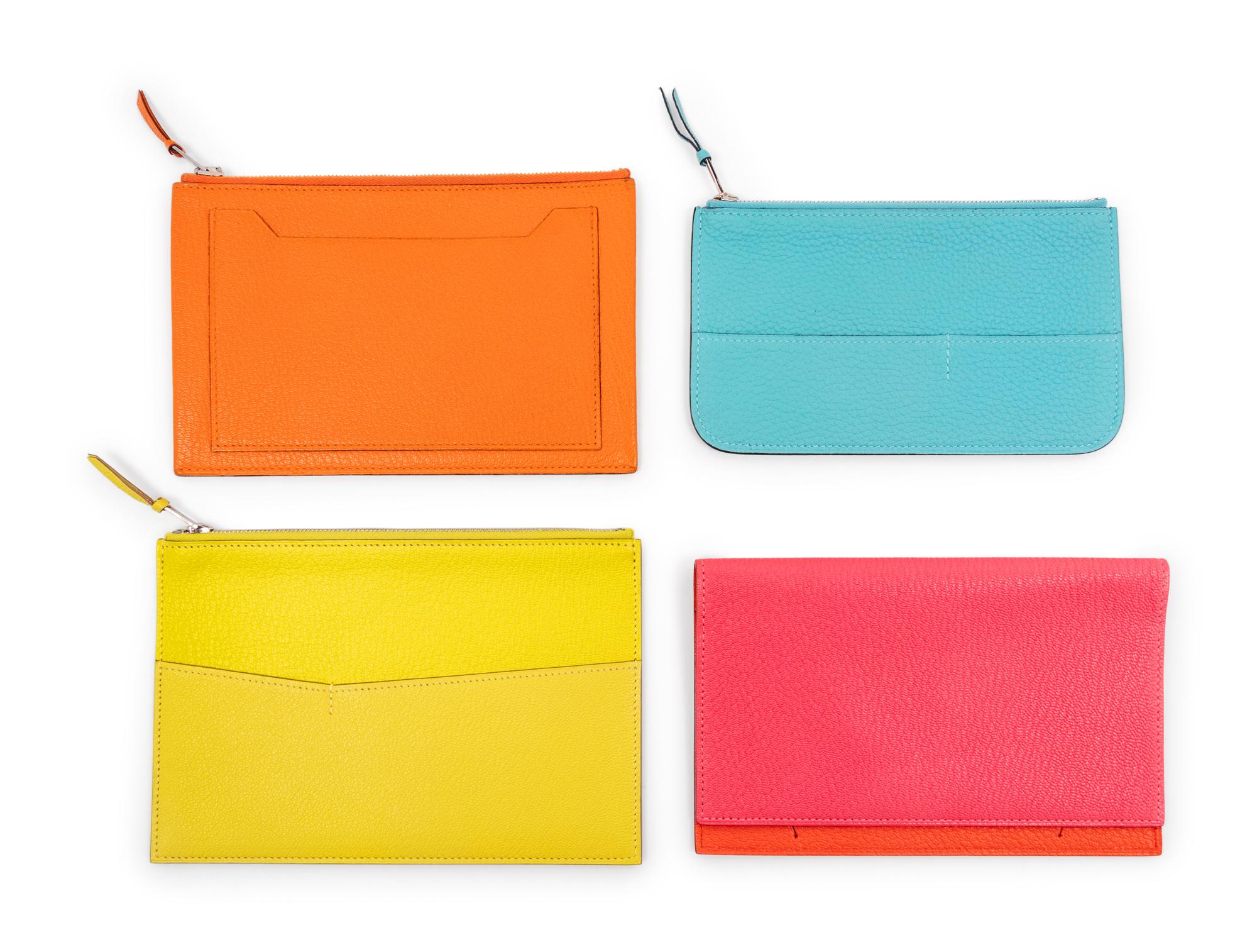 Four Hermès Leather Pieces; Three Zipper Pouches, One Agenda Cover, 2007-2016