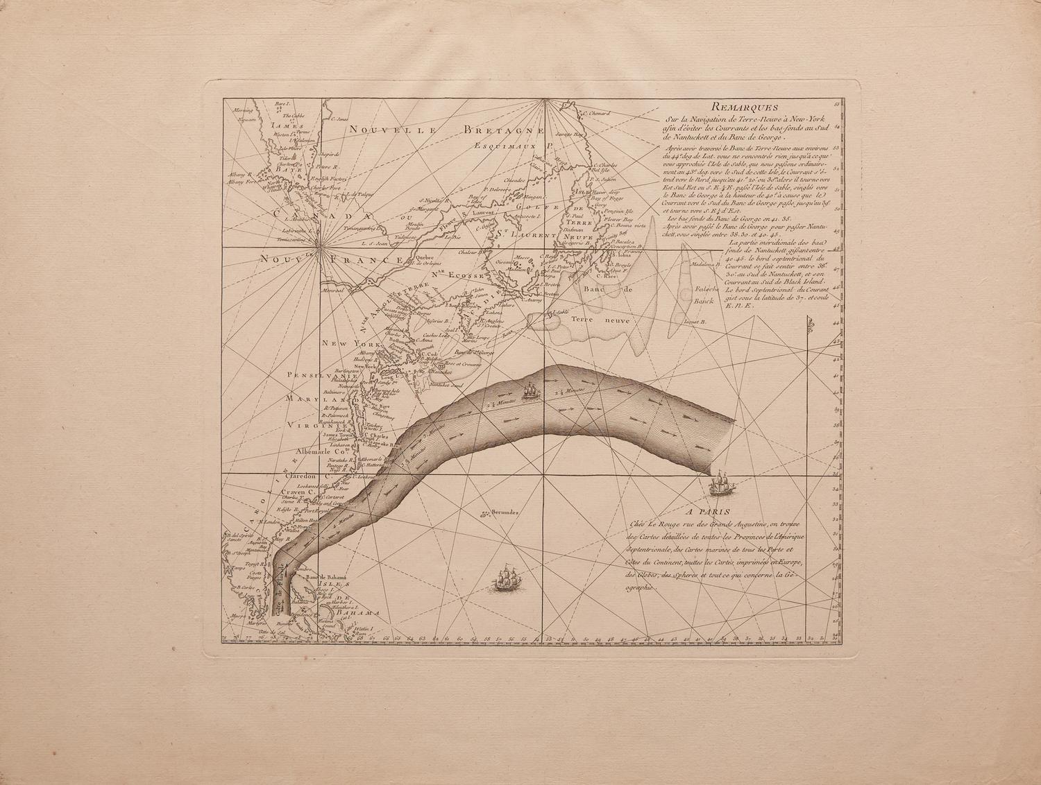 [Franklin, Benjamin] Remarques Sur la Navigation de Terre-Neuve a New-York afin d'euiter les Courrants et les bas-fonds au Sud de Nantuckett et du Banc de George