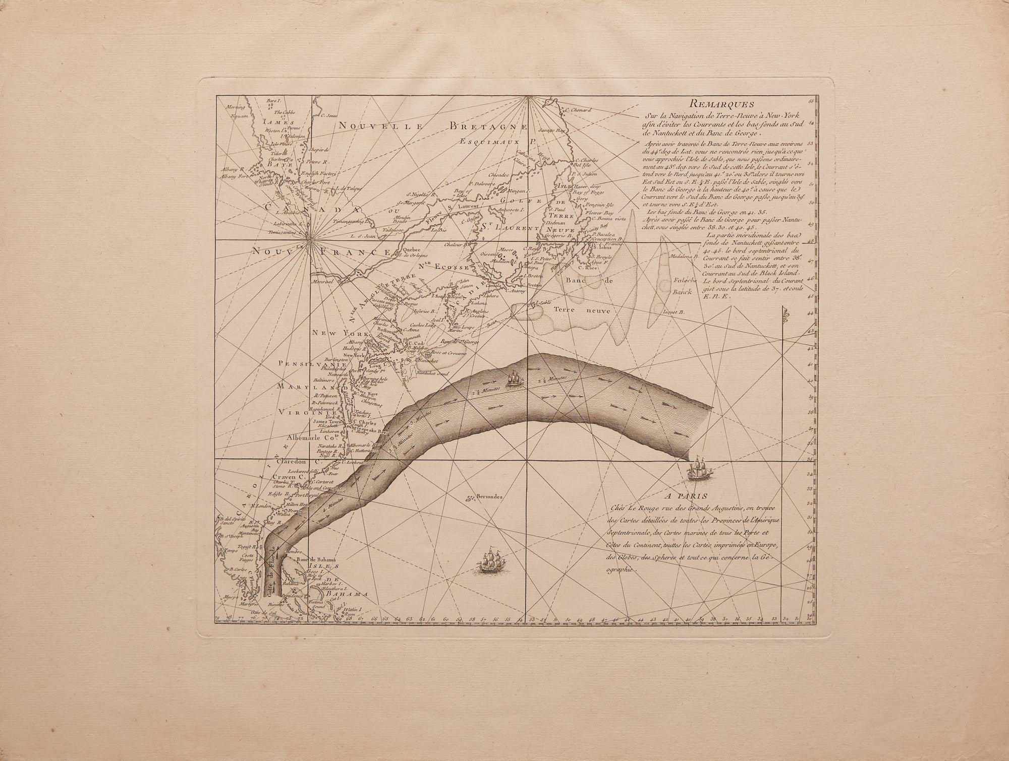 [Franklin, Benjamin] Remarques Sur la Navigation de Terre-Neuve a New-York afin d'euiter les Courrants et les bas-fonds au Sud de Nantuckett et du Banc de George