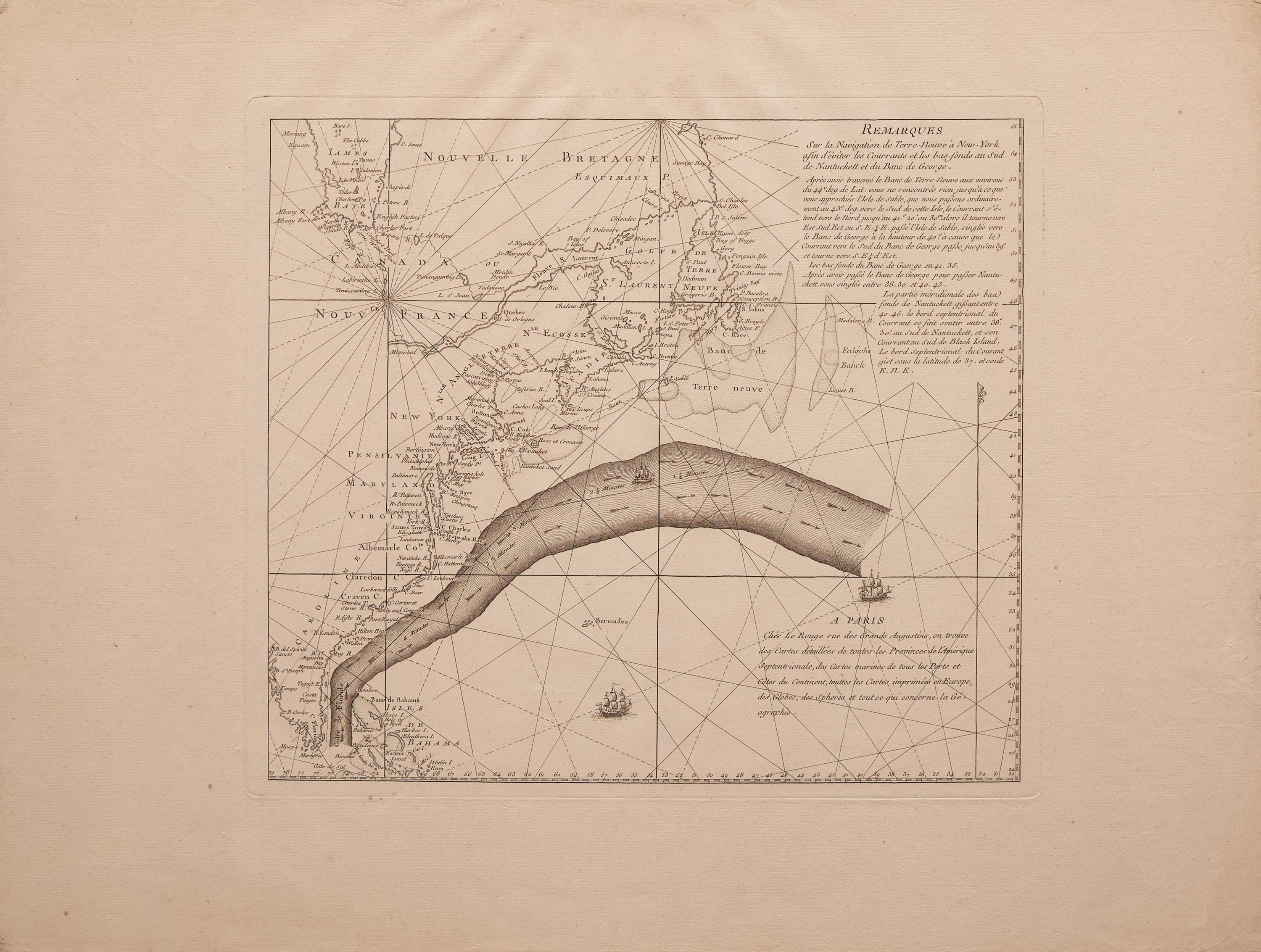 [Franklin, Benjamin] Remarques Sur la Navigation de Terre-Neuve a New-York afin d'euiter les Courrants et les bas-fonds au Sud de Nantuckett et du Banc de George