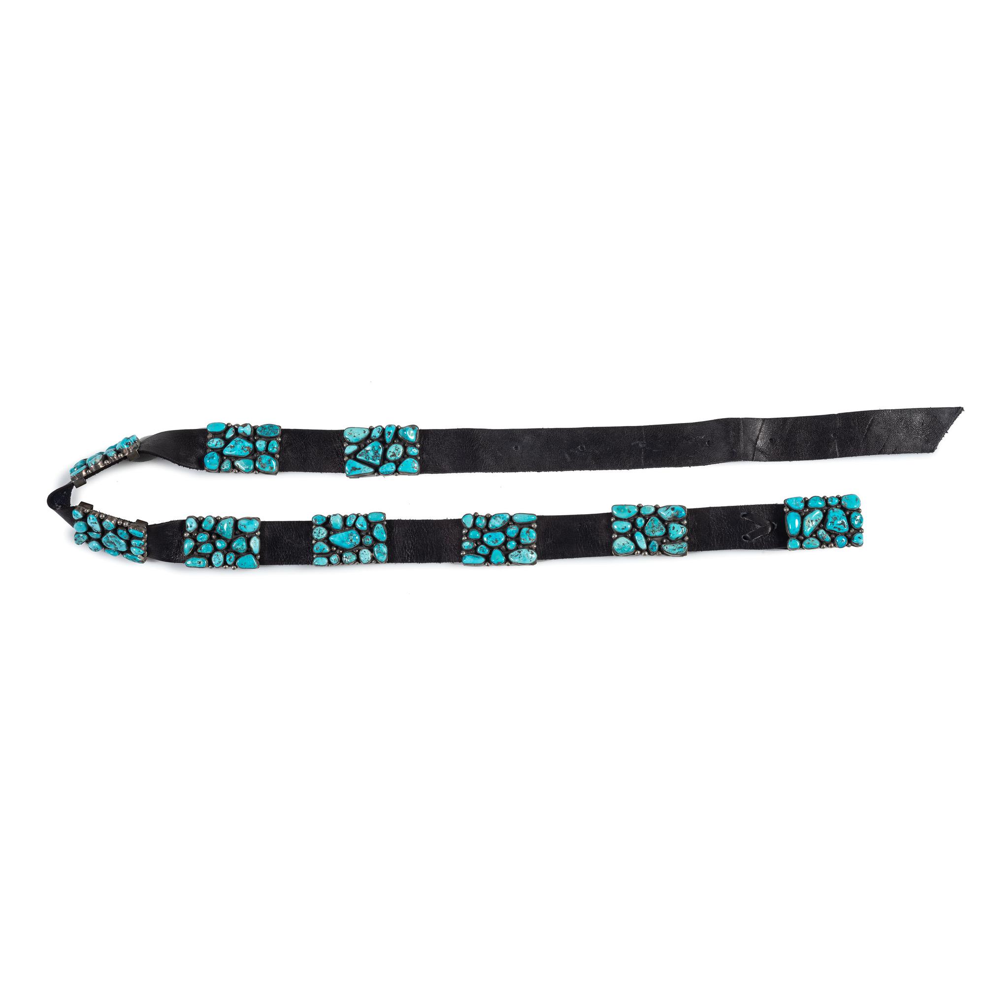 Navajo Silver and Turquoise Cluster Concha Belt