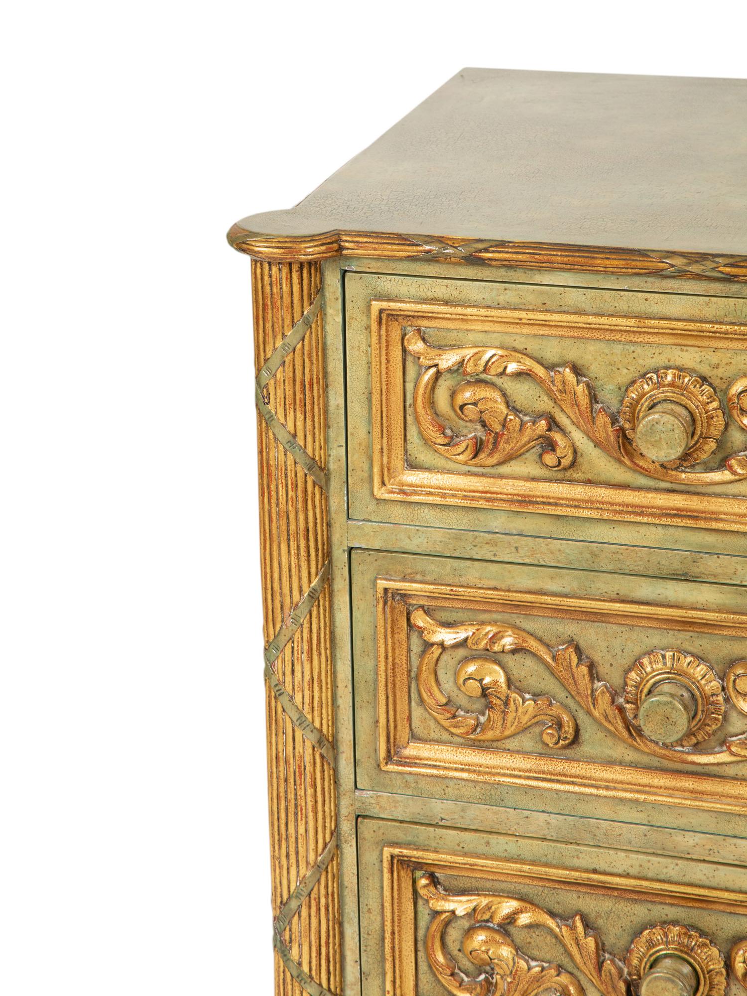 A Pair of Maitland-Smith Painted and Parcel-Gilt Commodes