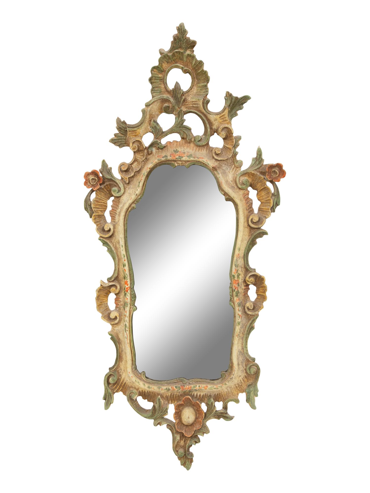 A Pair of Venetian Polychrome Painted Mirrors