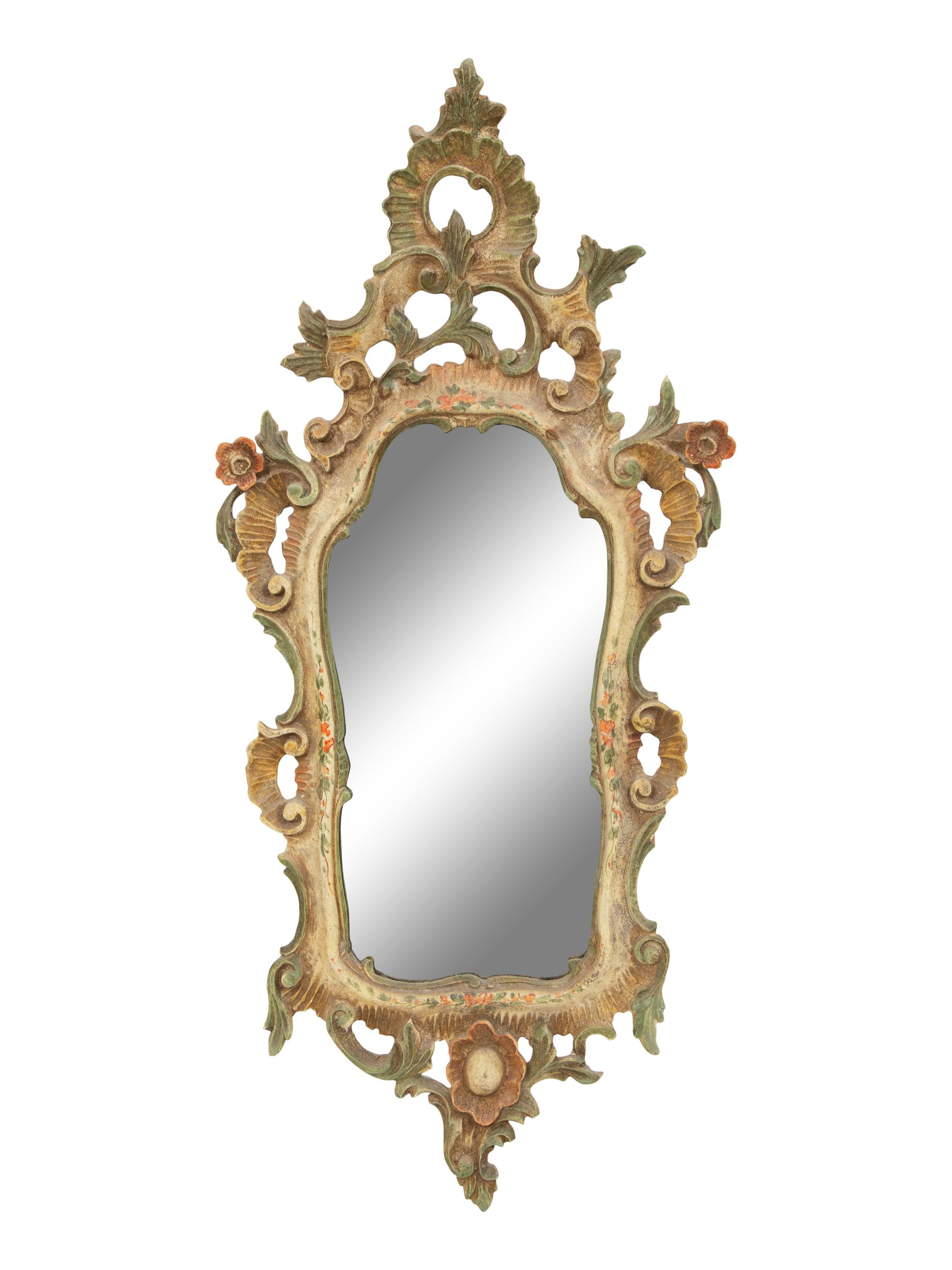 A Pair of Venetian Polychrome Painted Mirrors
