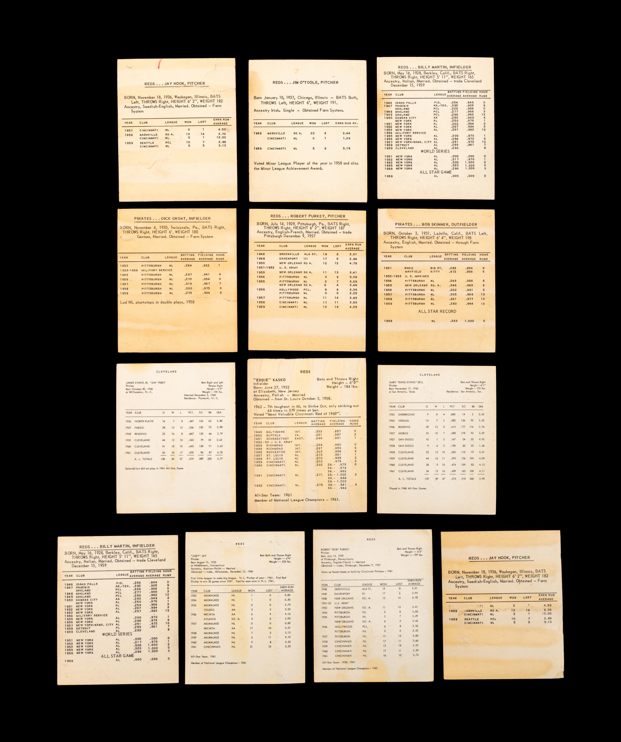 A Group of Kahn's Weiners Baseball Cards (Including Billy Martin),