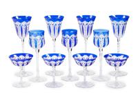 A Baccarat Blue Cut-to-Clear Table Service