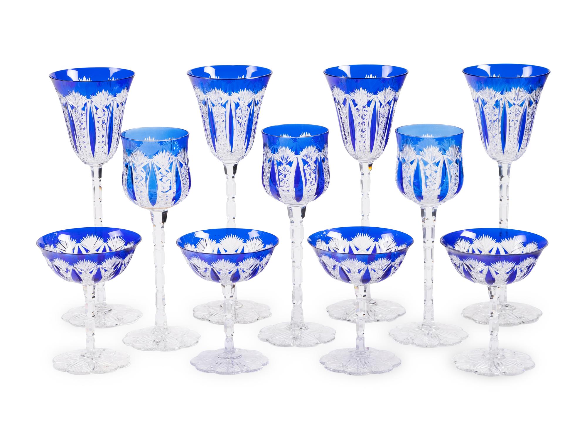 A Baccarat Blue Cut-to-Clear Table Service