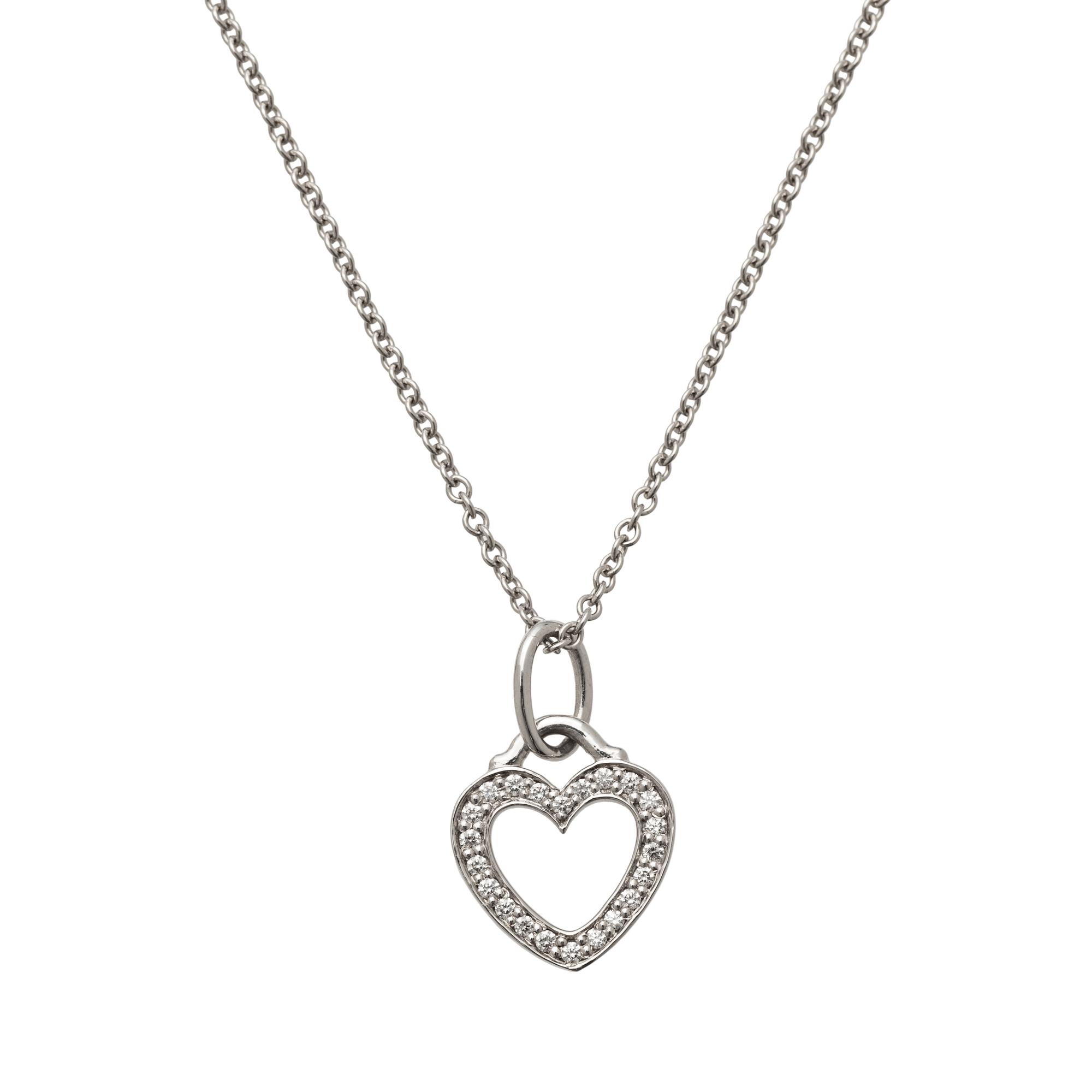 TIFFANY & CO., WHITE GOLD AND DIAMOND HEART PENDANT/NECKLACE