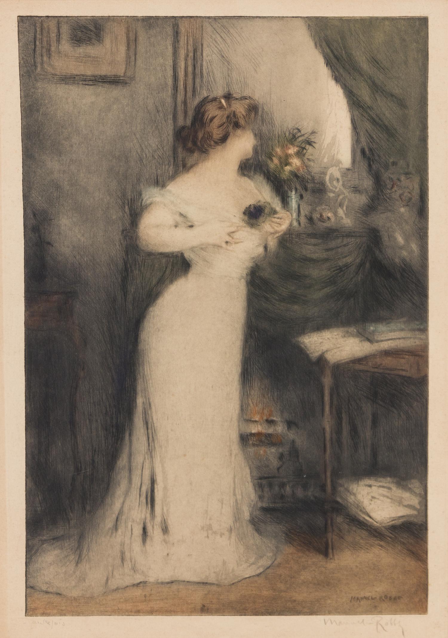 Manuel Robbe, (French, 1872-1936), Le bouquet de violettes and Nu au bain