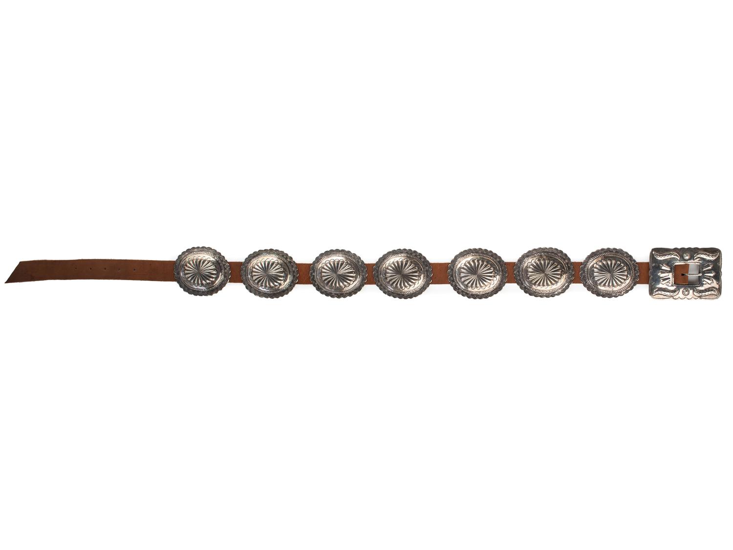 Heavily Stamped Silver Concha Belt
