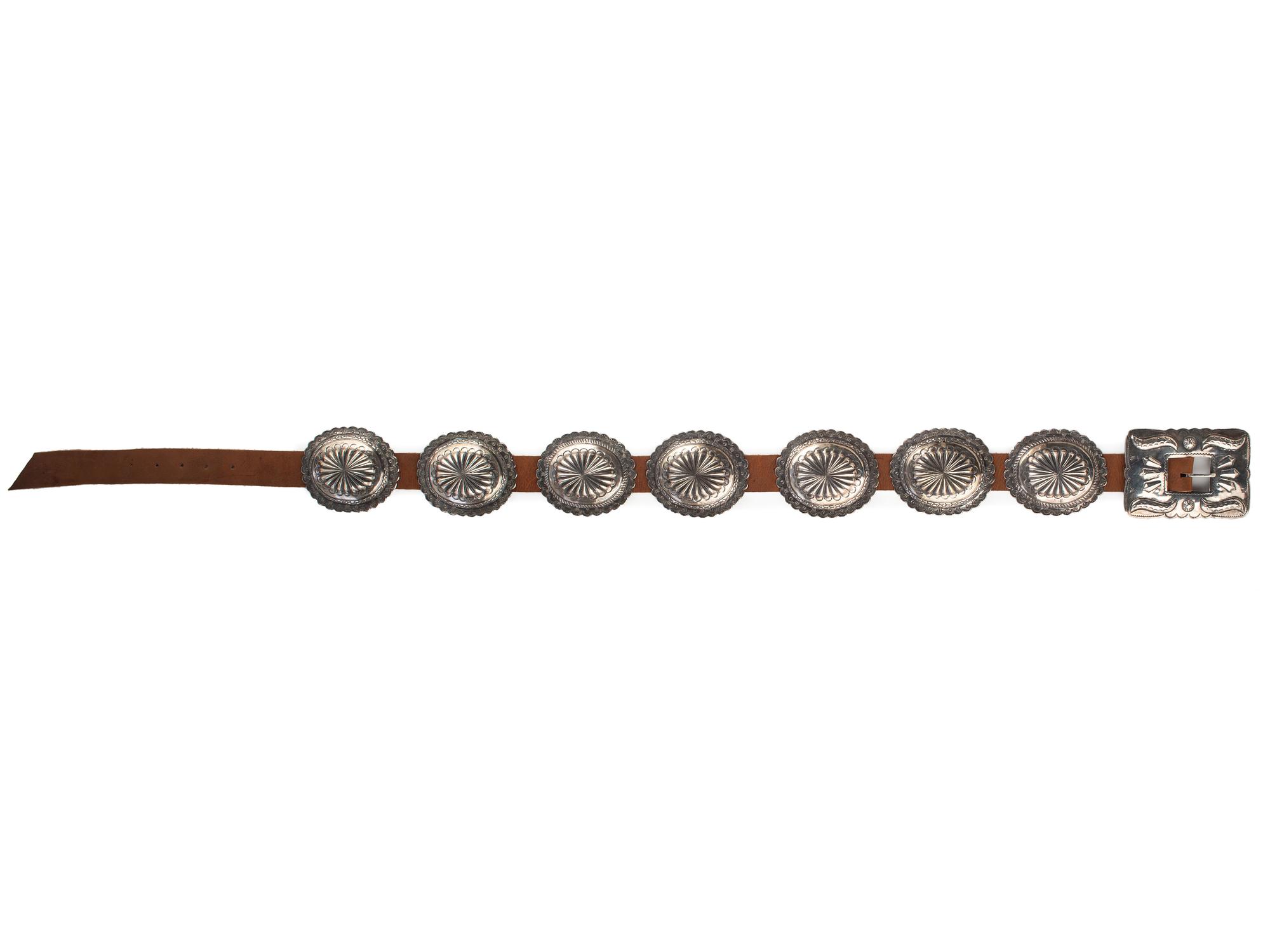 Heavily Stamped Silver Concha Belt