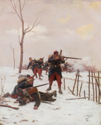 Paul Louis Narcisse Grolleron, (French, 1848-1901), Battle Scene,1882