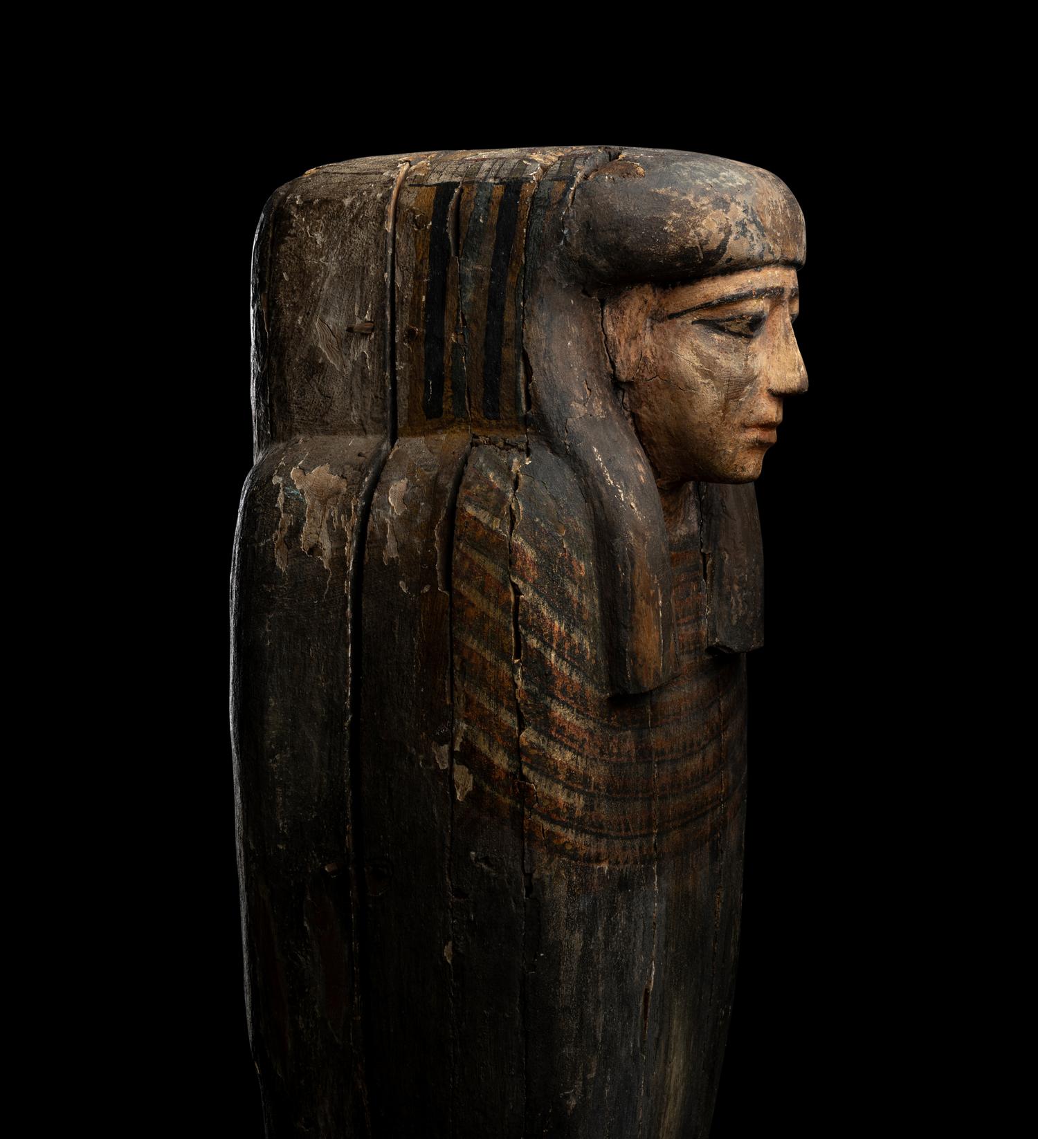 An Egyptian Painted Wood Anthropoid Coffin