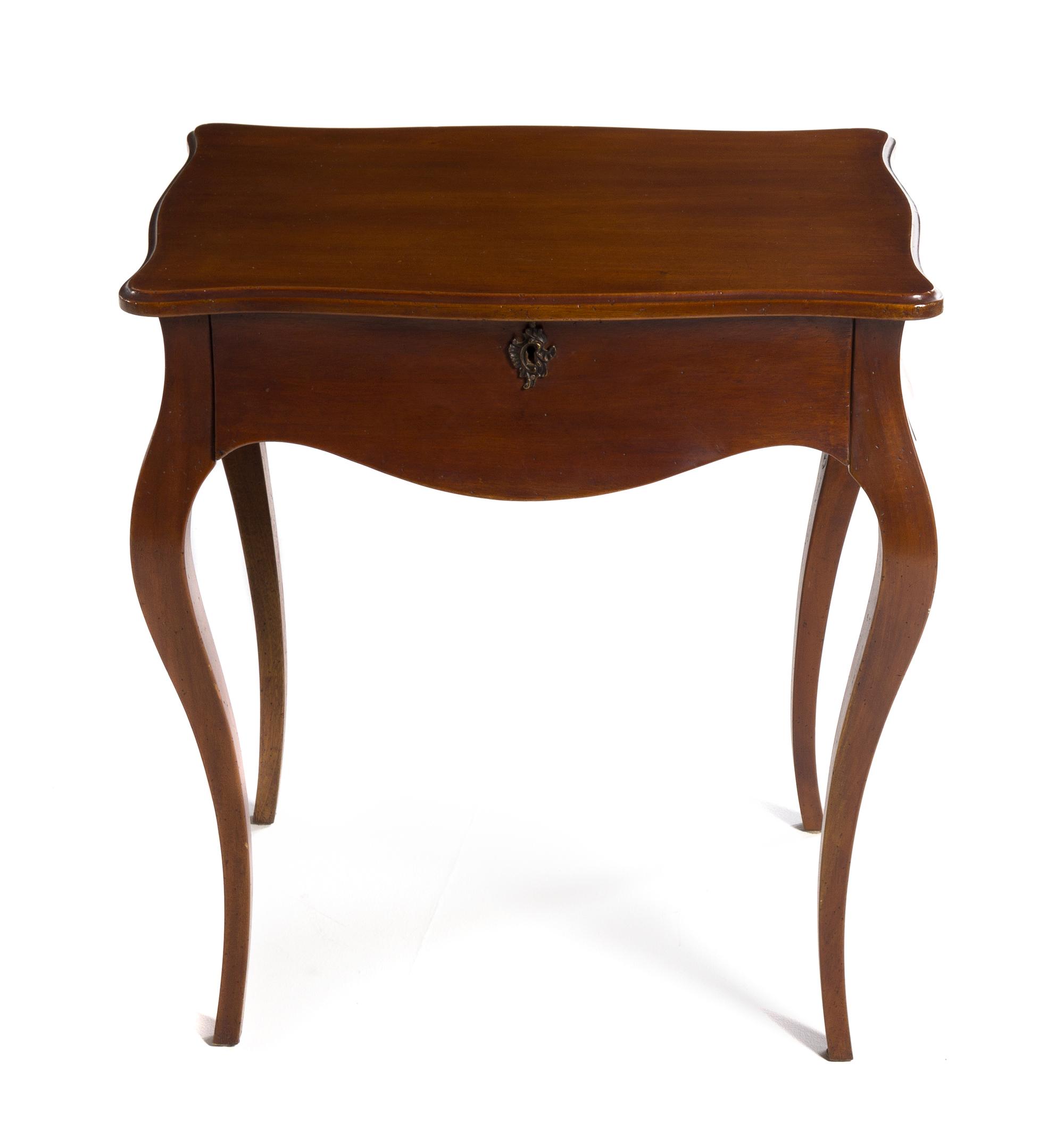 A Louis XV Style Side Table Height 26 1/2 x width 24 x depth 17 3/8 inches.