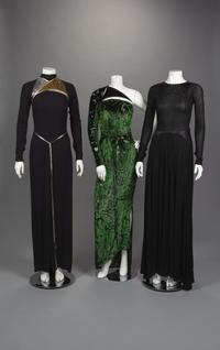 Three Geoffrey Panne Velvet Evening Dresses, Fall 1990